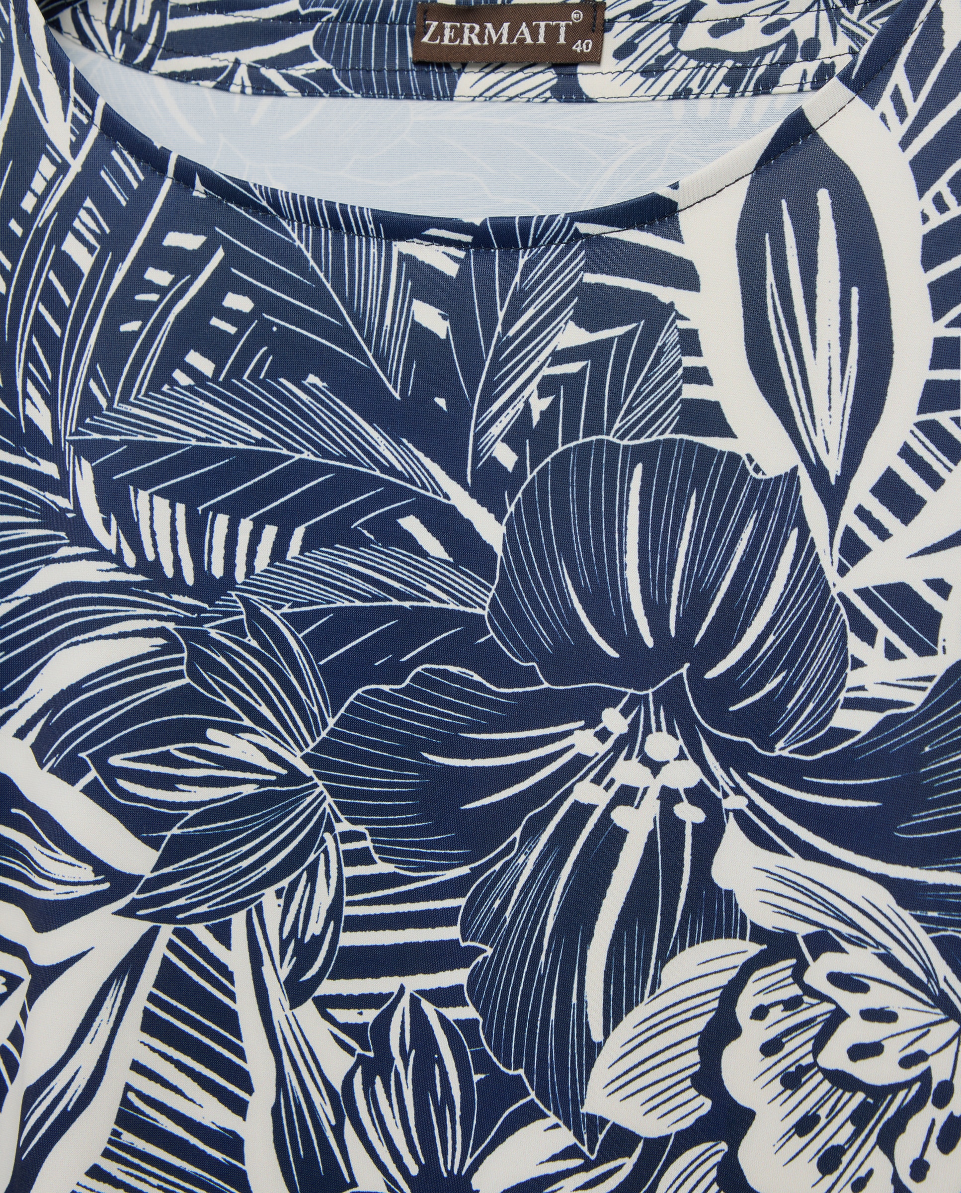 T-shirt estampada com manga 3/4 Azul-marinho-5