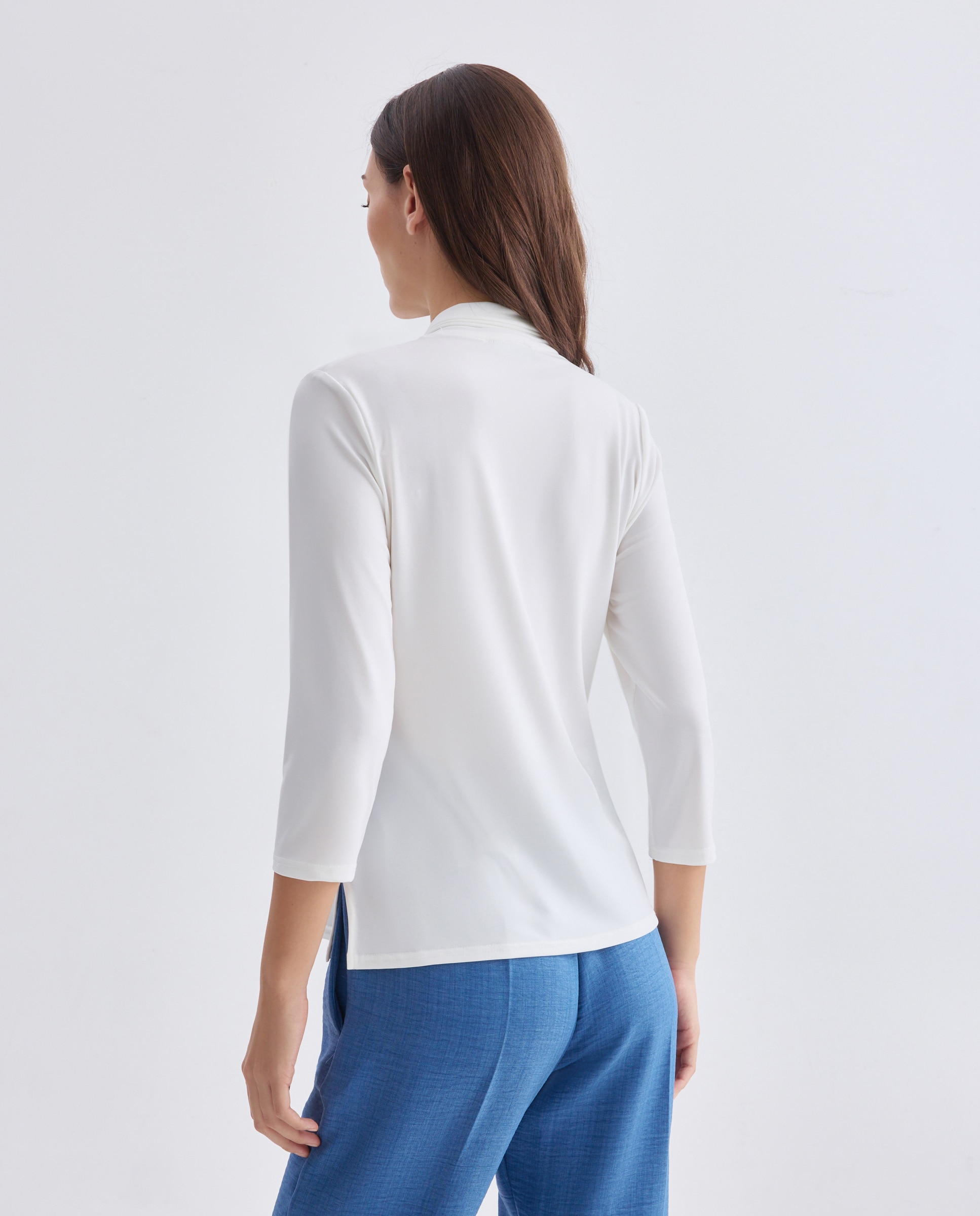 T-shirt lisa de manga 3/4 Natural-3