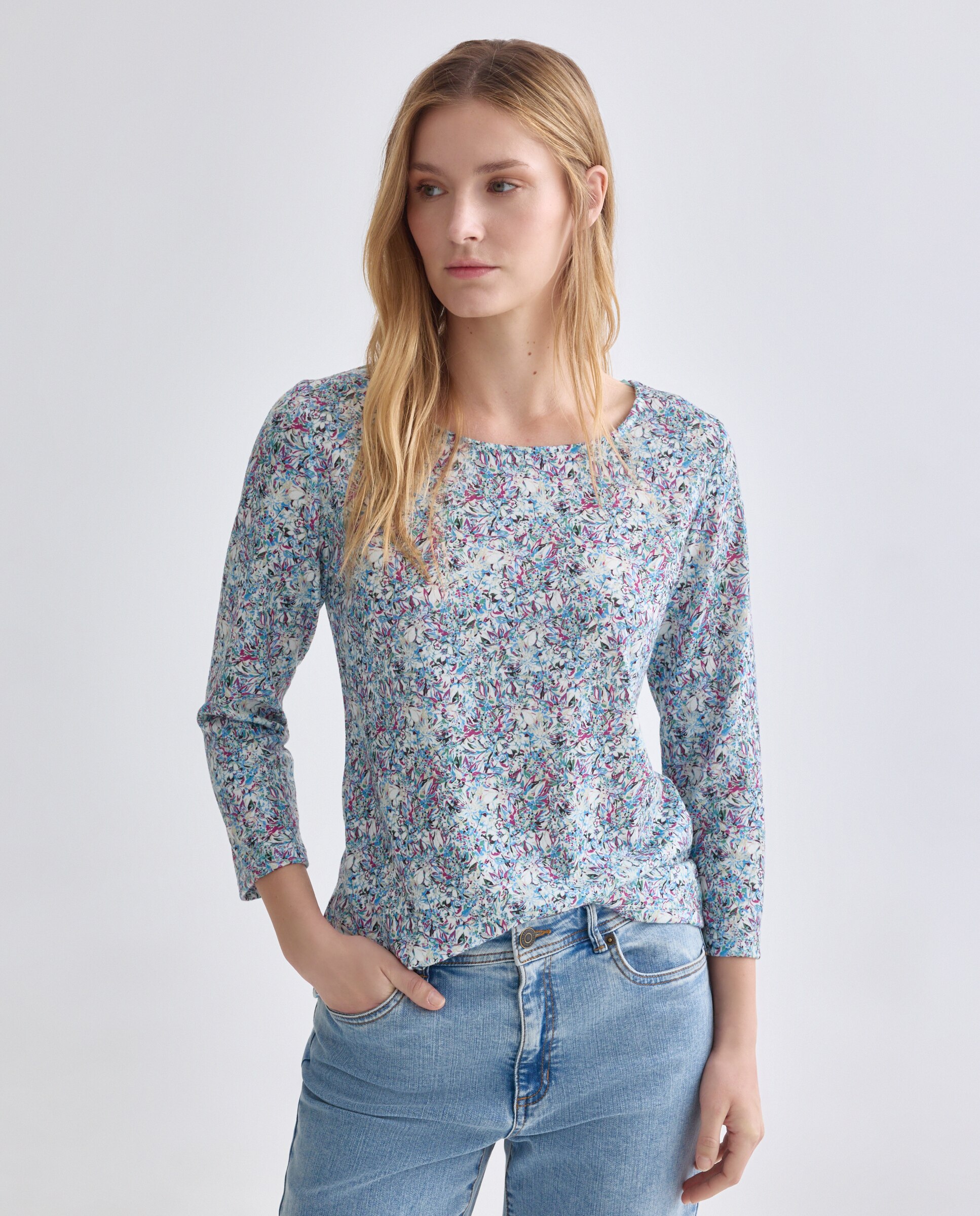 Camiseta de mujer estampada, manga francesa - Zermatt - Multicolor Multicolor-1