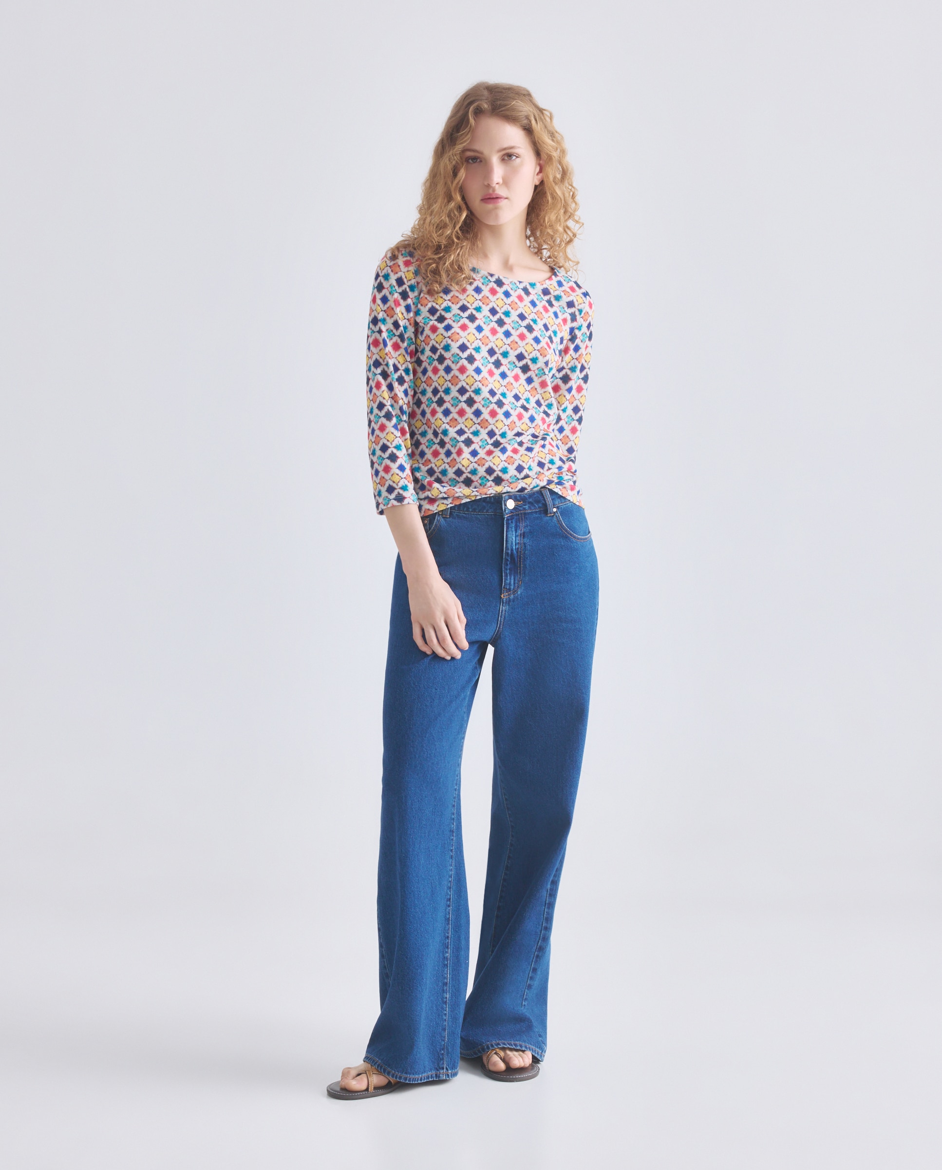 Camisola Estampada com Manga 3/4 Multicolor-2