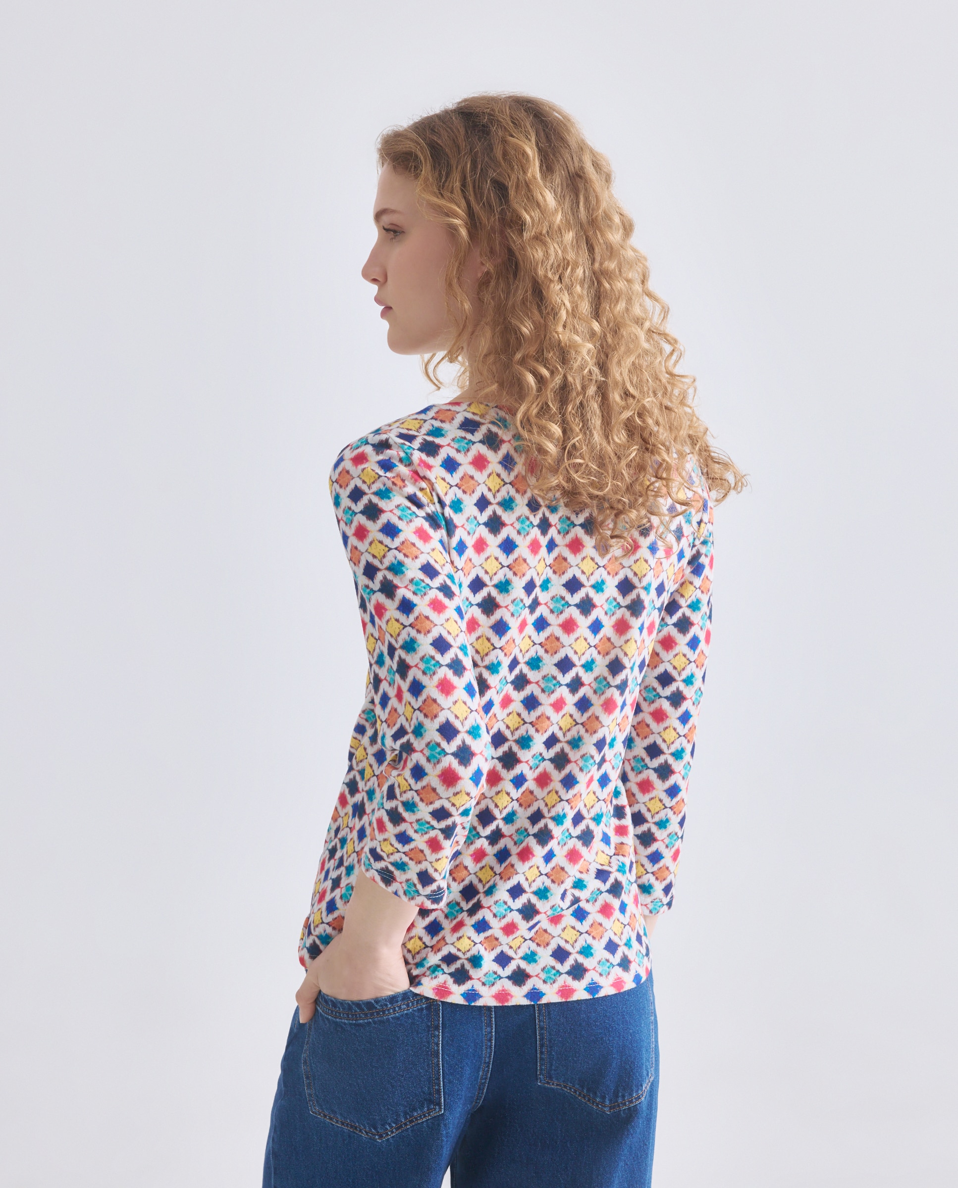 Camisola Estampada com Manga 3/4 Multicolor-3