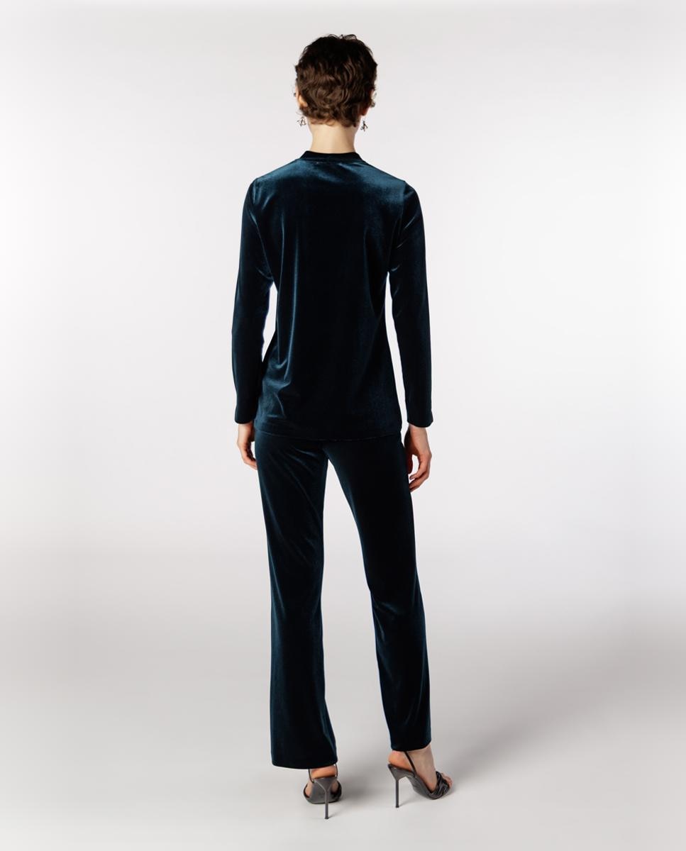 Imagen 2 de Camiseta de mujer de terciopelo con pliegue central - Naulover - Verde oscuro Verde oscuro