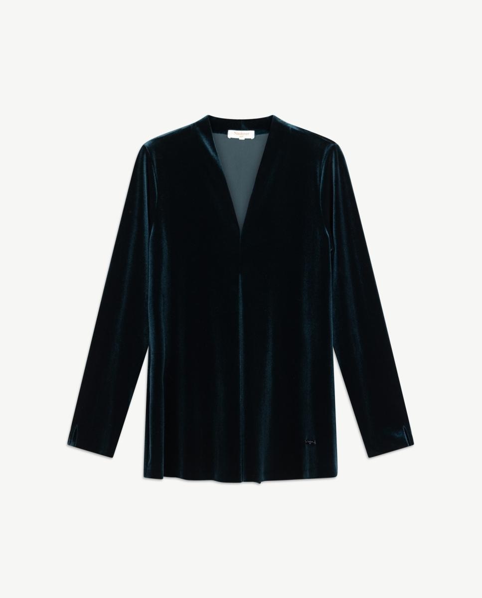 Imagen 6 de Camiseta de mujer de terciopelo con pliegue central - Naulover - Verde oscuro Verde oscuro