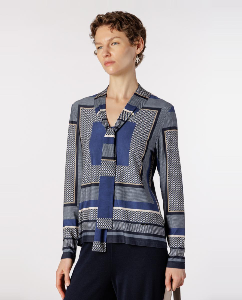 Imagen 1 de Camiseta de mujer con estampado geométrico. - Naulover - Azul índigo Azul índigo