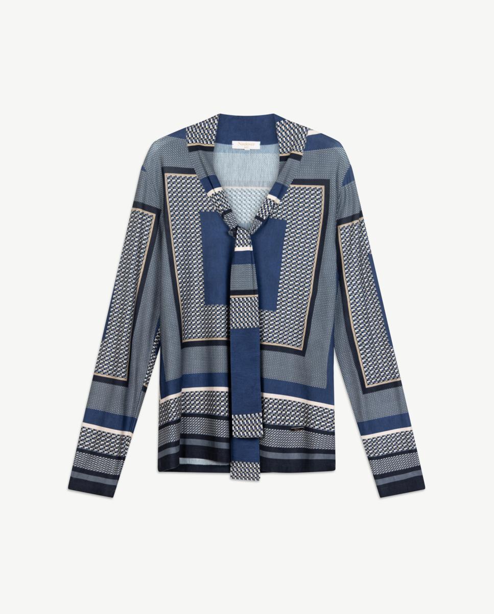 Imagen 5 de Camiseta de mujer con estampado geométrico. - Naulover - Azul índigo Azul índigo