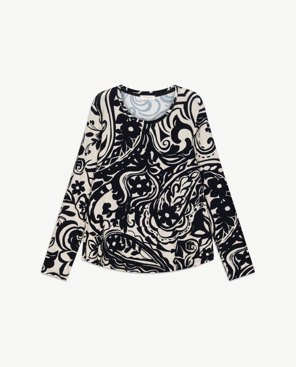 T-shirt com Estampado Paisley Azul-marinho-5