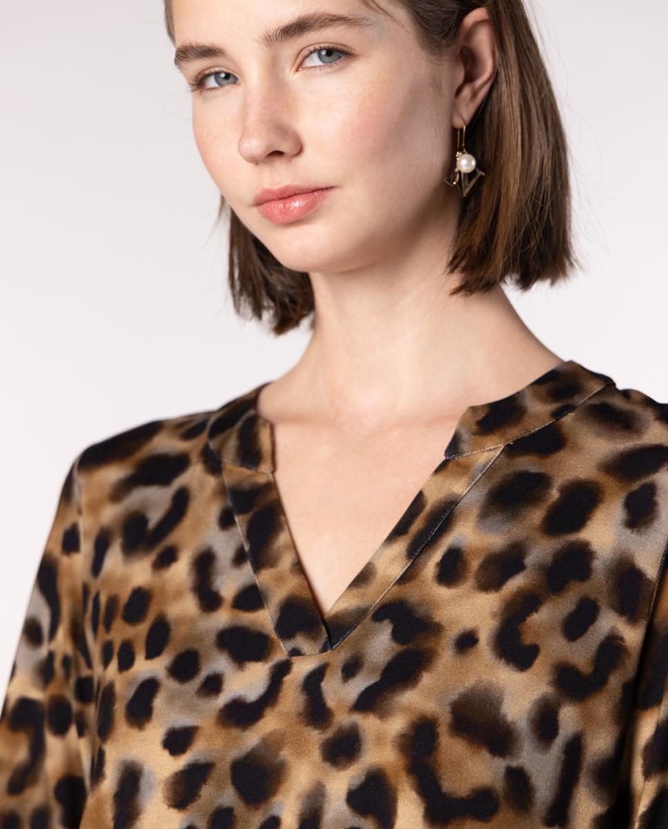 T-shirt com Estampado de Inspiração Animal Castanho-claro-4