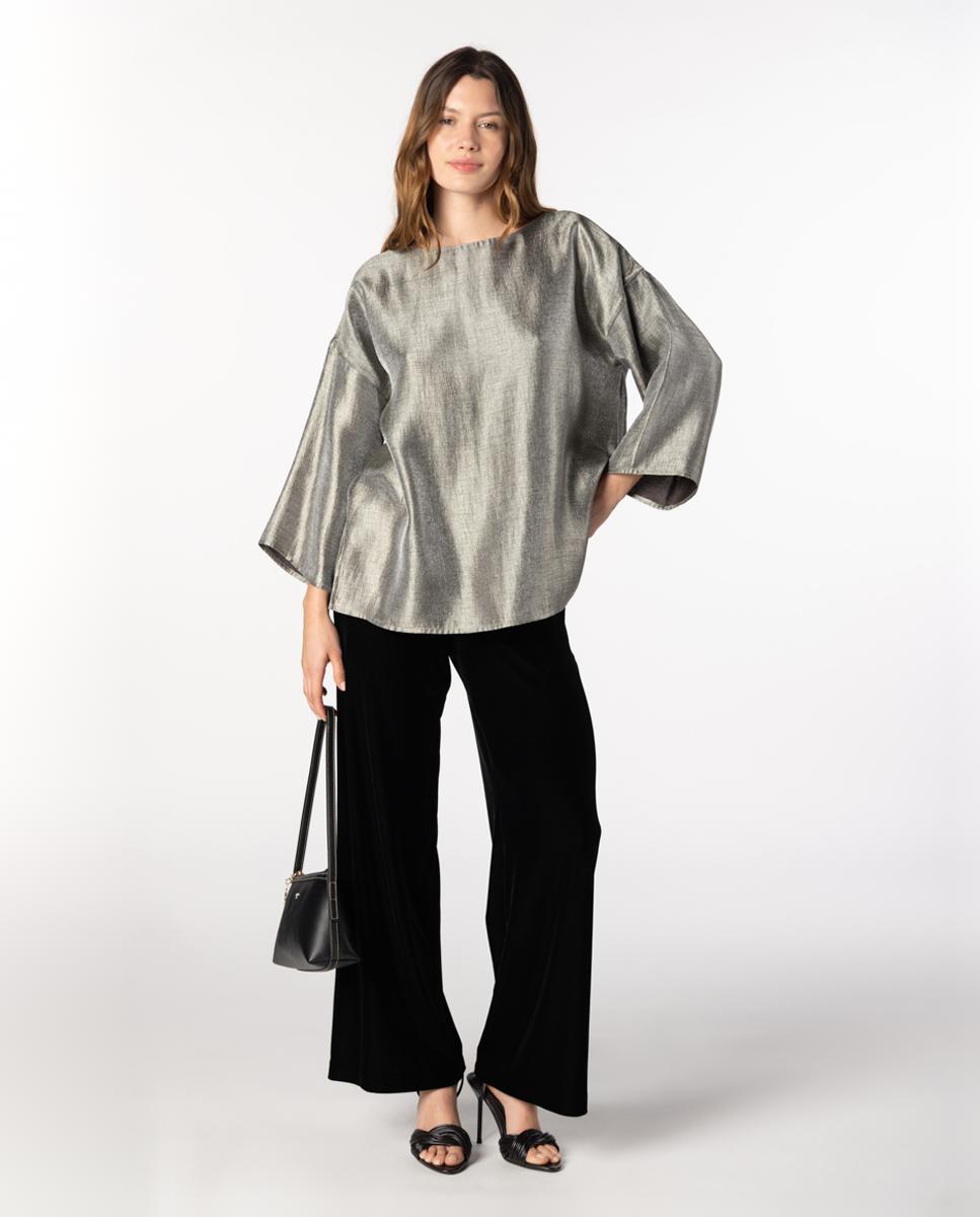 Blusa Metalizada Cinzento-3