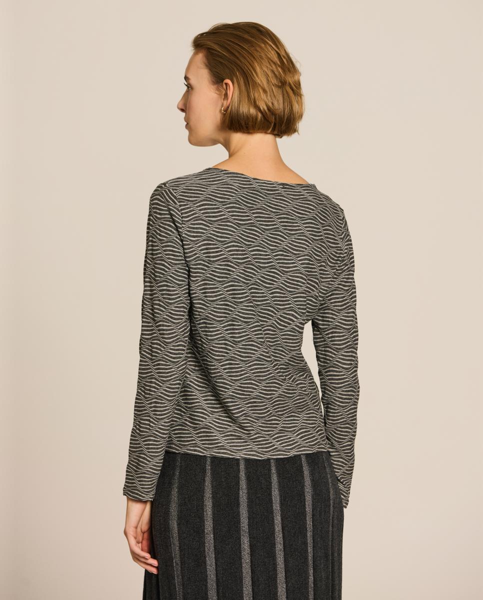 T-shirt com Textura de Ondas Cinzento-2