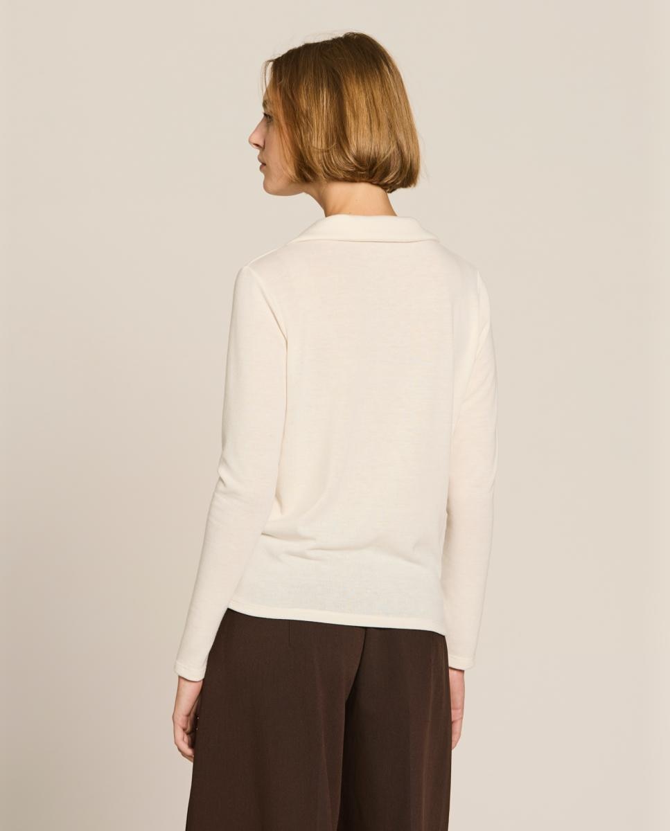 Polo com Detalhe de Tweed Cru-2