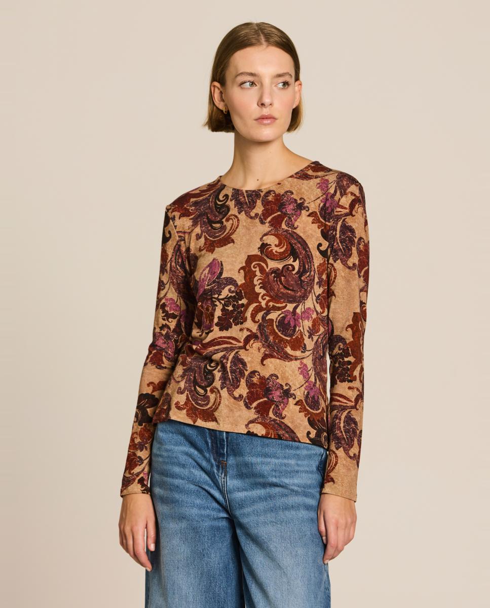 Imagem 0 de Camisola estampada de mulher com manga comprida