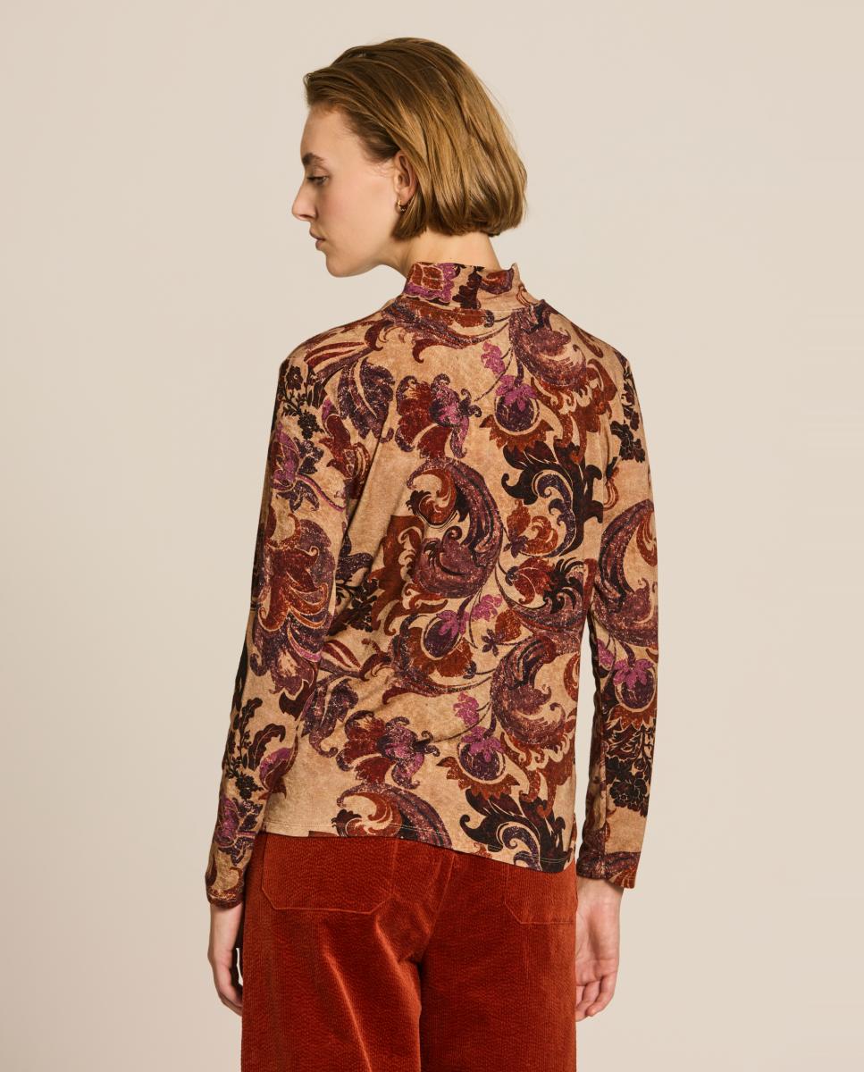 Camisola estampada de mulher com manga comprida Telha-2