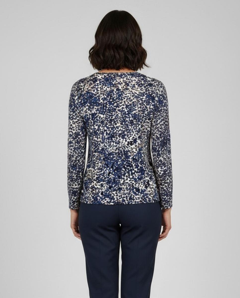 Camisola Estampada com Manga Comprida Azul-3