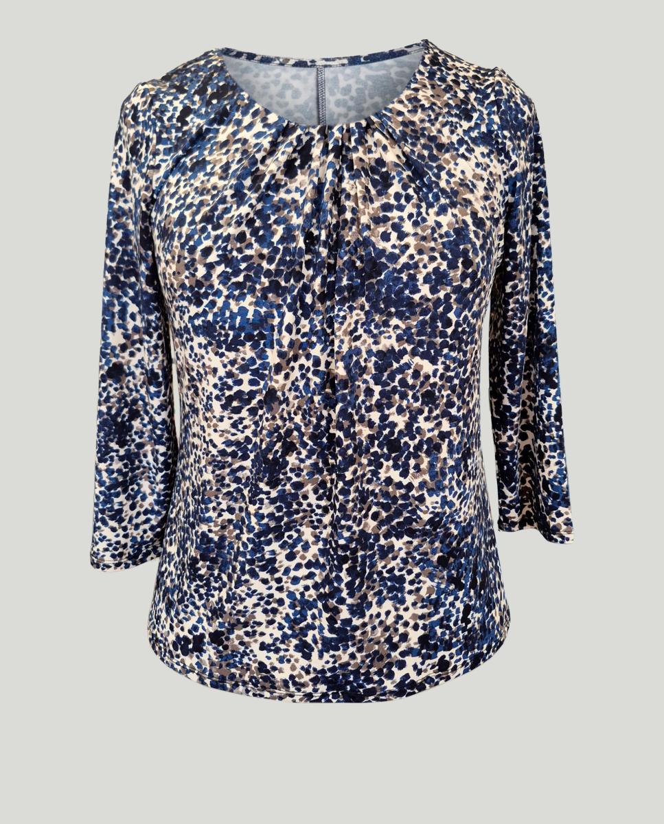 Camisola Estampada com Manga Comprida Azul-4