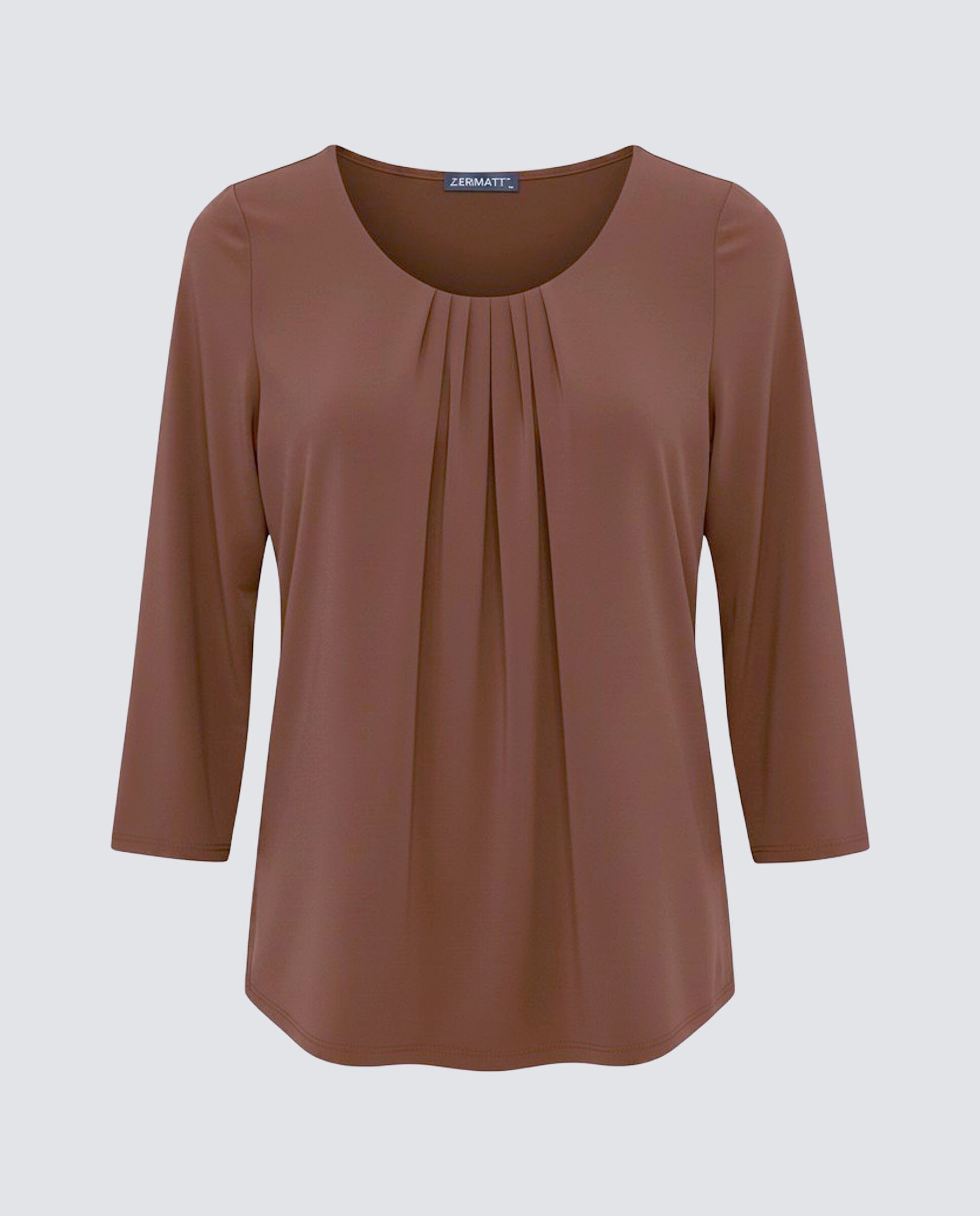 Camiseta lisa de manga larga de mujer - Zermatt - Marrón Marrón-3