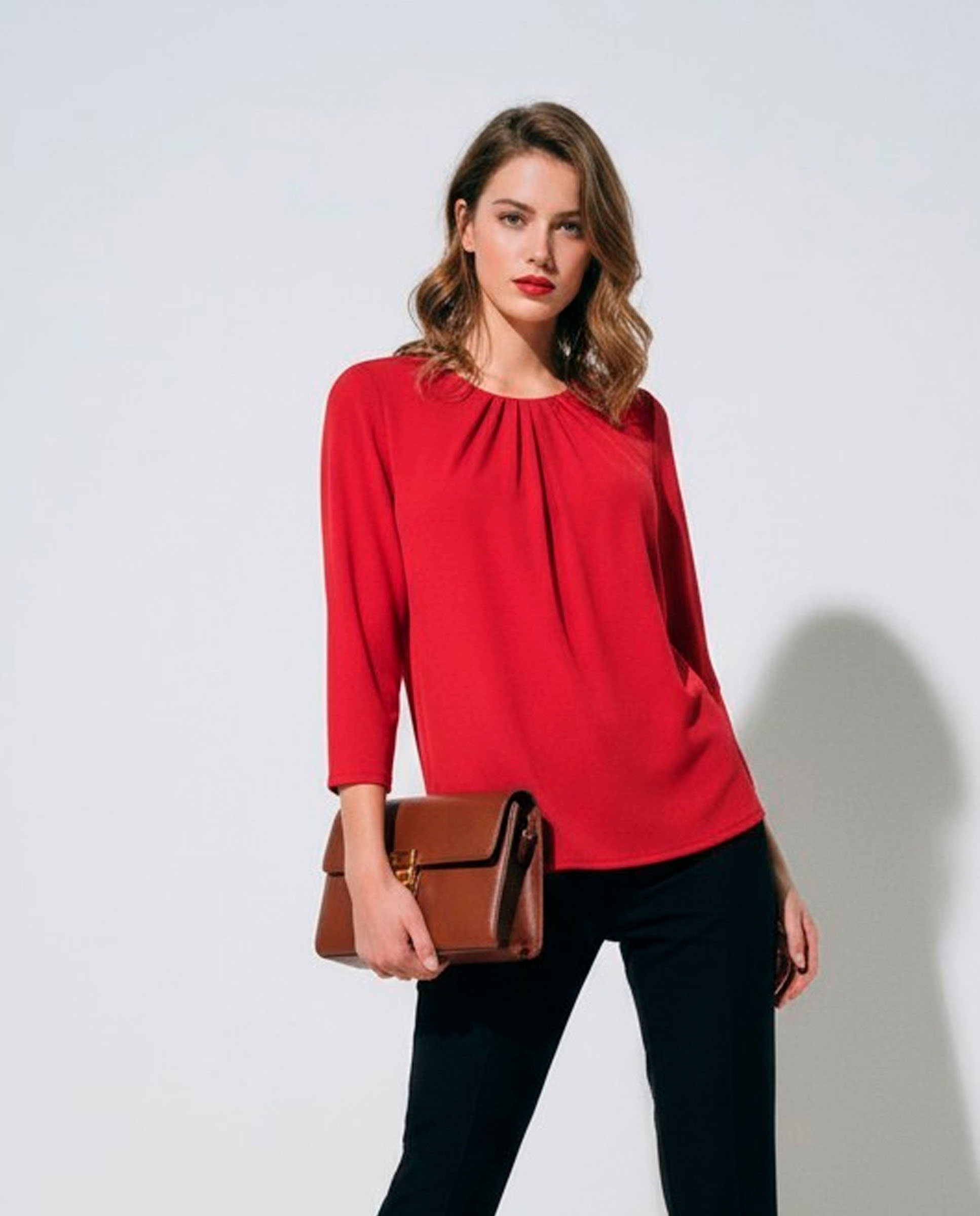 Camiseta lisa de manga larga de mujer - Zermatt - Rojo Rojo-1