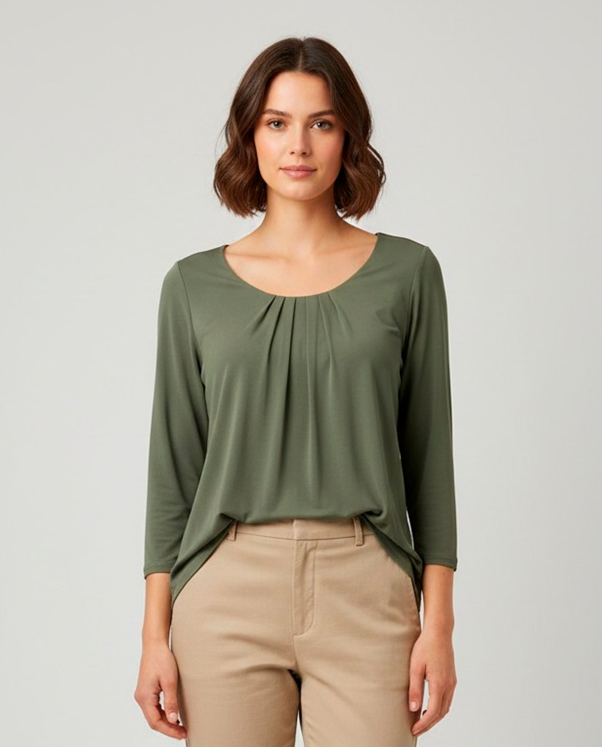 Camiseta lisa de manga larga de mujer - Zermatt - Verde Verde-1
