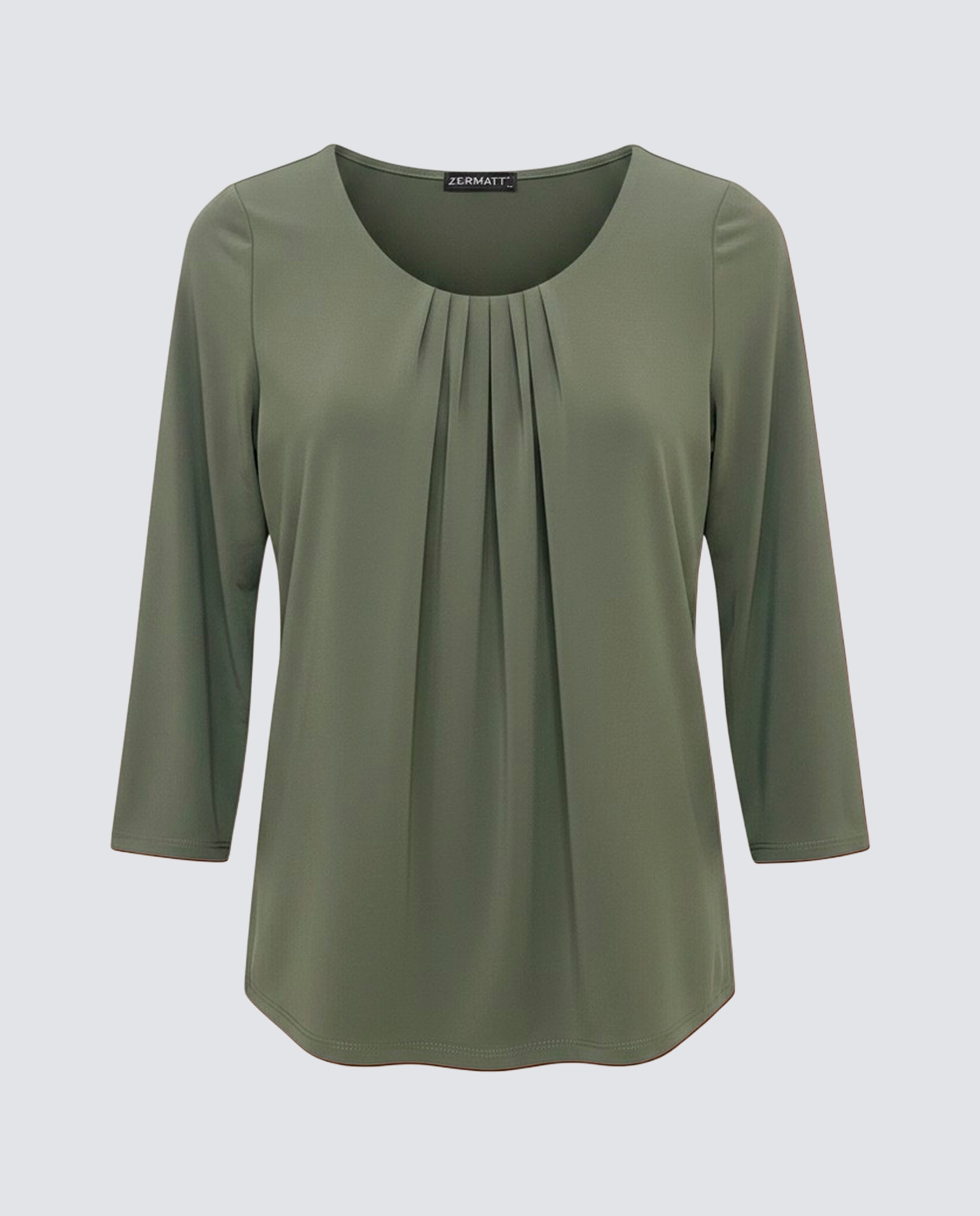 Camiseta lisa de manga larga de mujer - Zermatt - Verde Verde-3