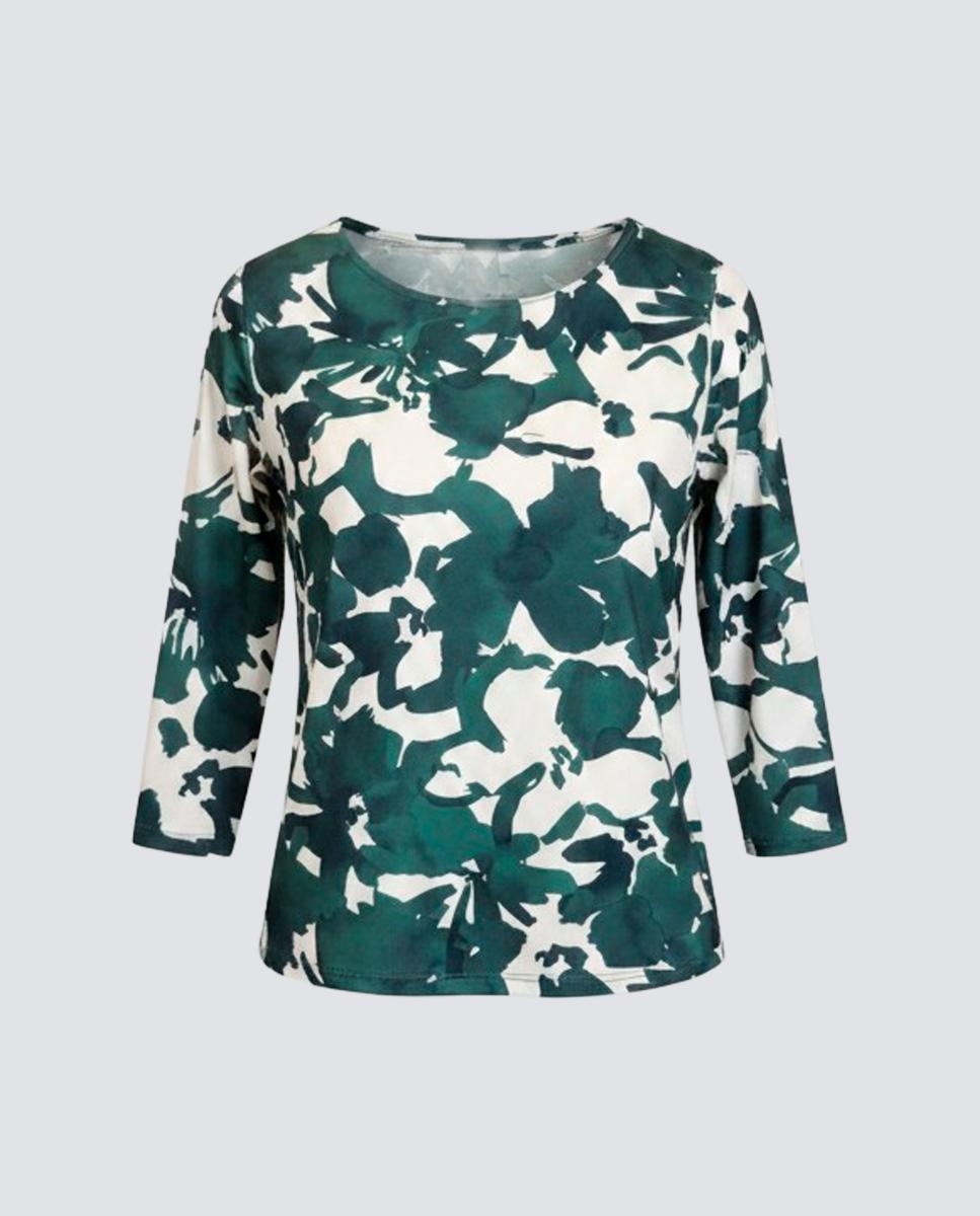T-shirt estampada com manga comprida Verde-2