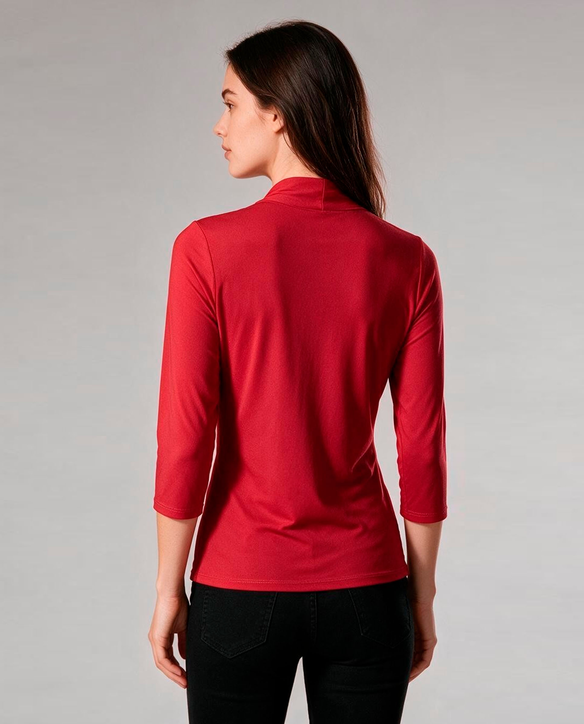 Camiseta de mujer lisa, manga larga - Zermatt - Rojo Rojo-2