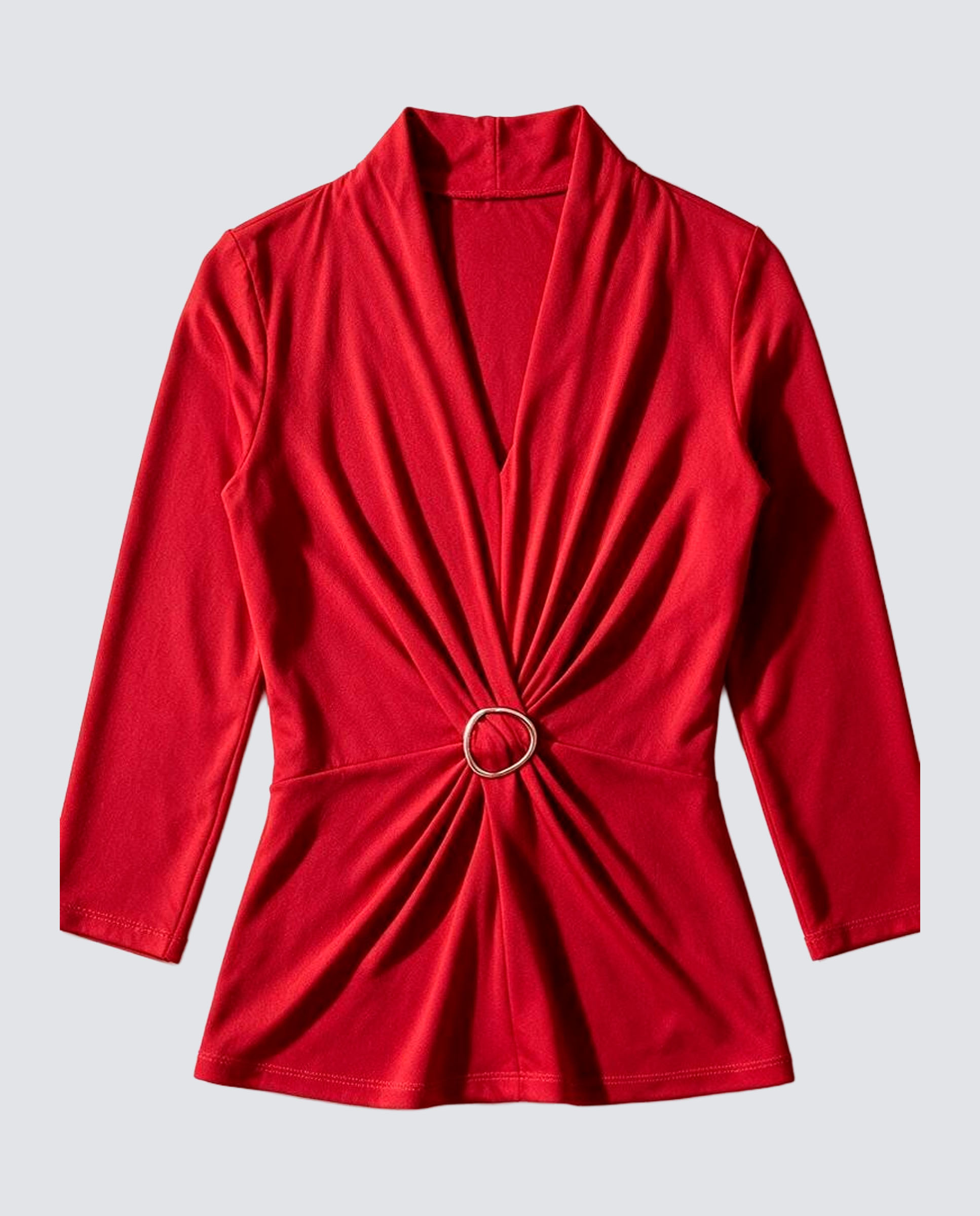 Camiseta de mujer lisa, manga larga - Zermatt - Rojo Rojo-4