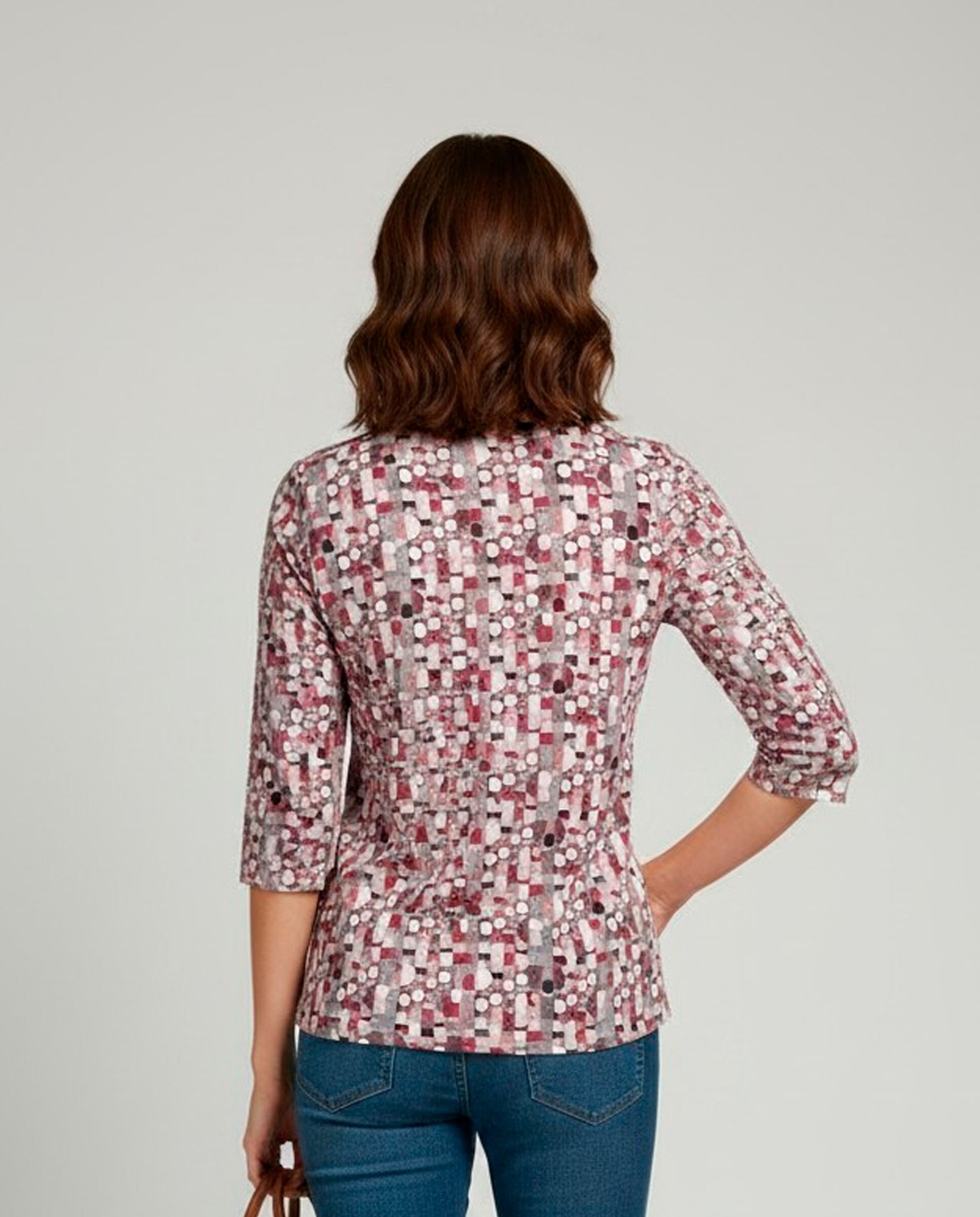 T-shirt Estampada com Manga 3/4 para Mulher Multicolor-2