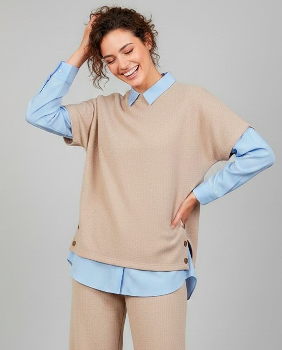 Poncho de mujer liso - Zermatt - Beige Beige-1