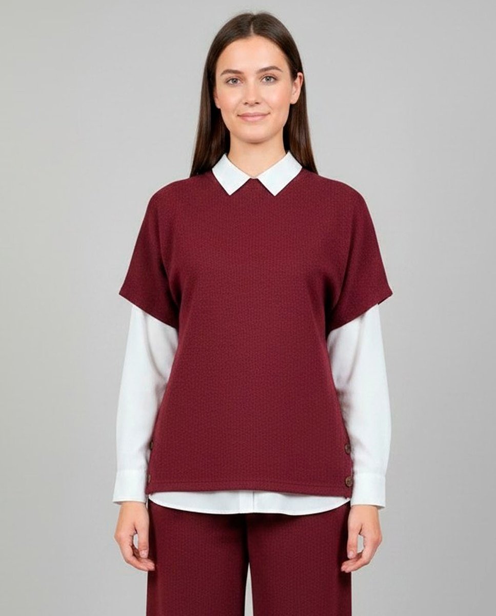 Poncho de mujer liso - Zermatt - Granate Granate-1