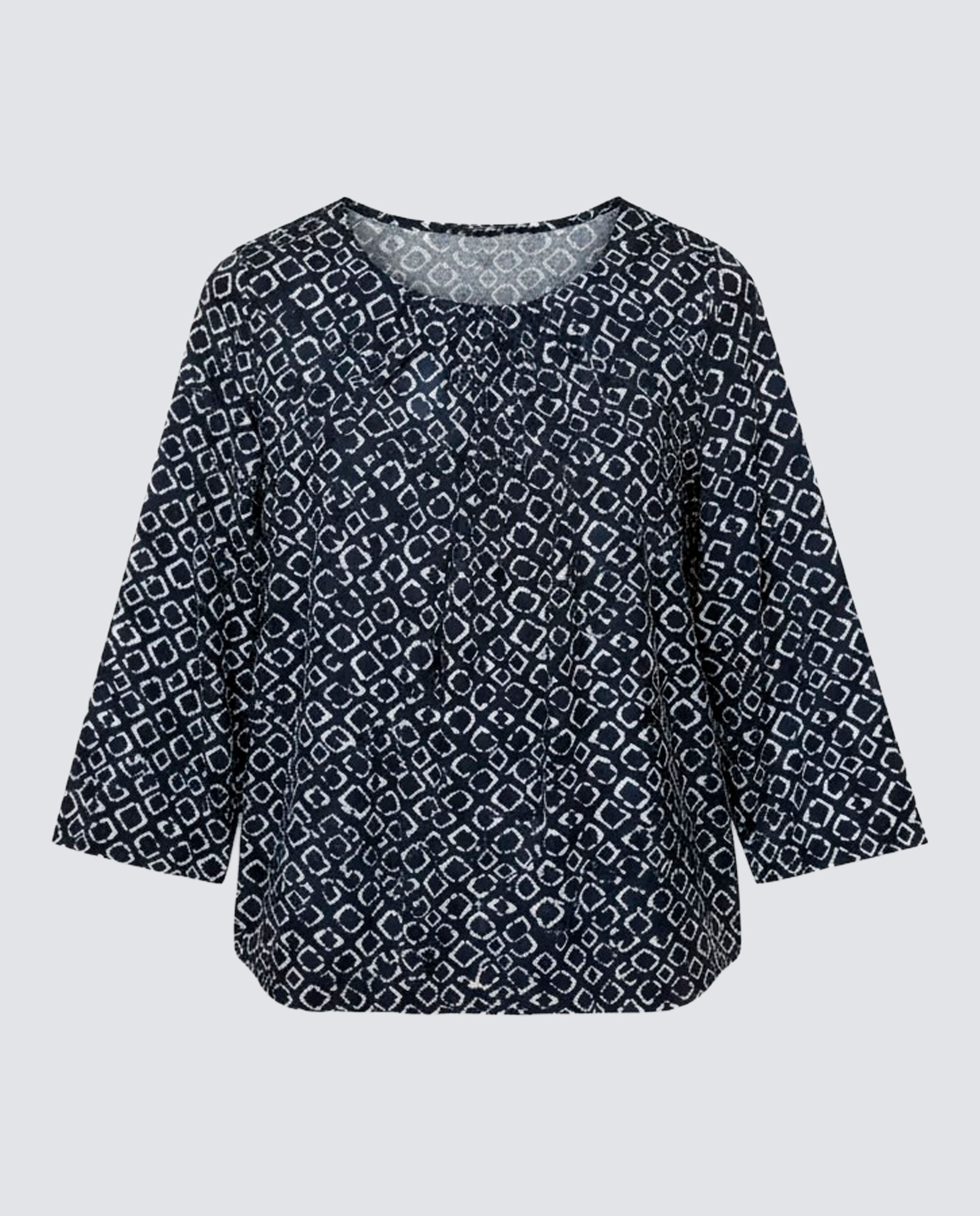 T-shirt Estampada com Manga 3/4 Azul-marinho-4