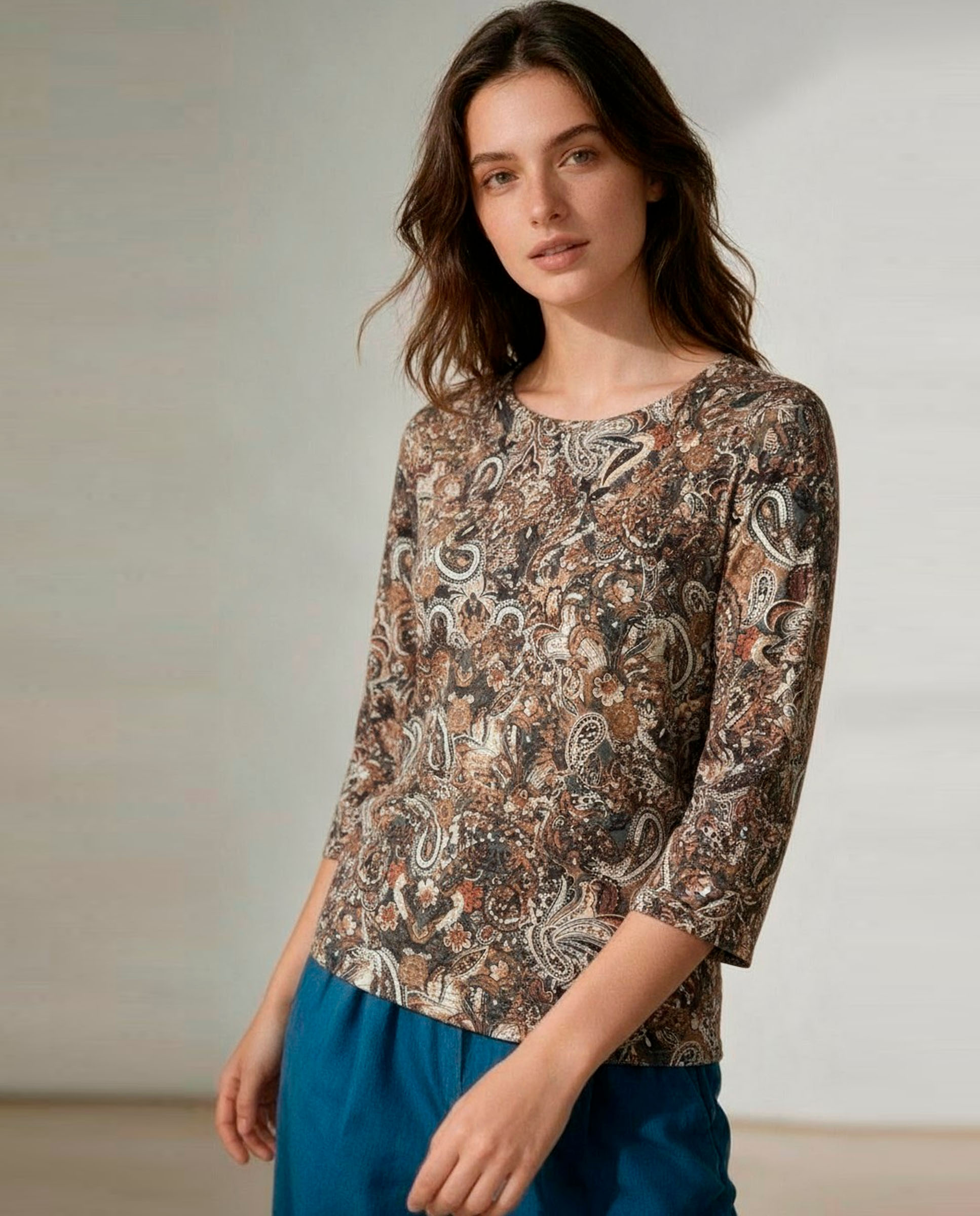 Imagem 0 de Camisola estampada de mulher com manga 3/4