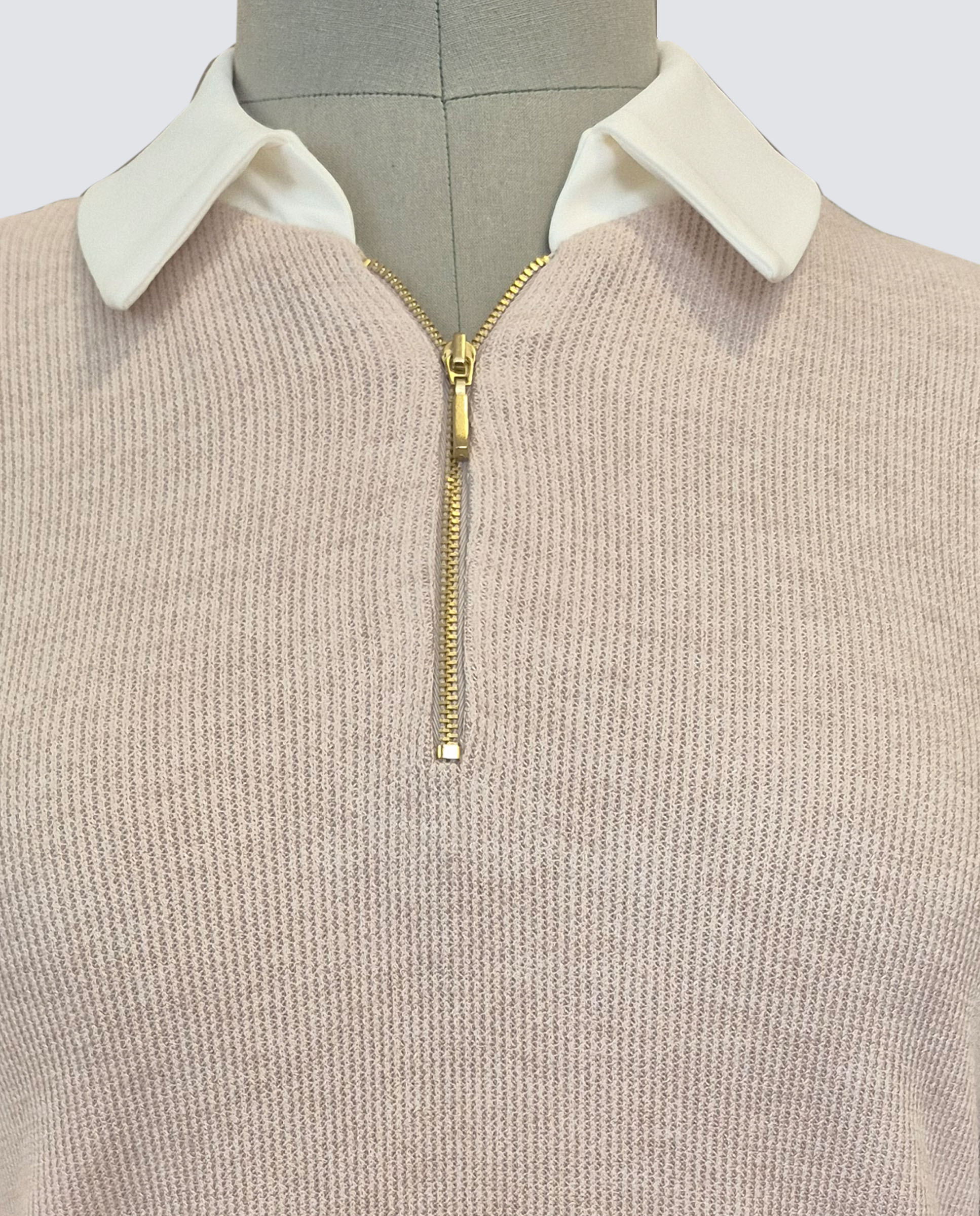 Imagen 3 de Camiseta de mujer lisa, cuello polo, manga larga - Zermatt - Beige Beige