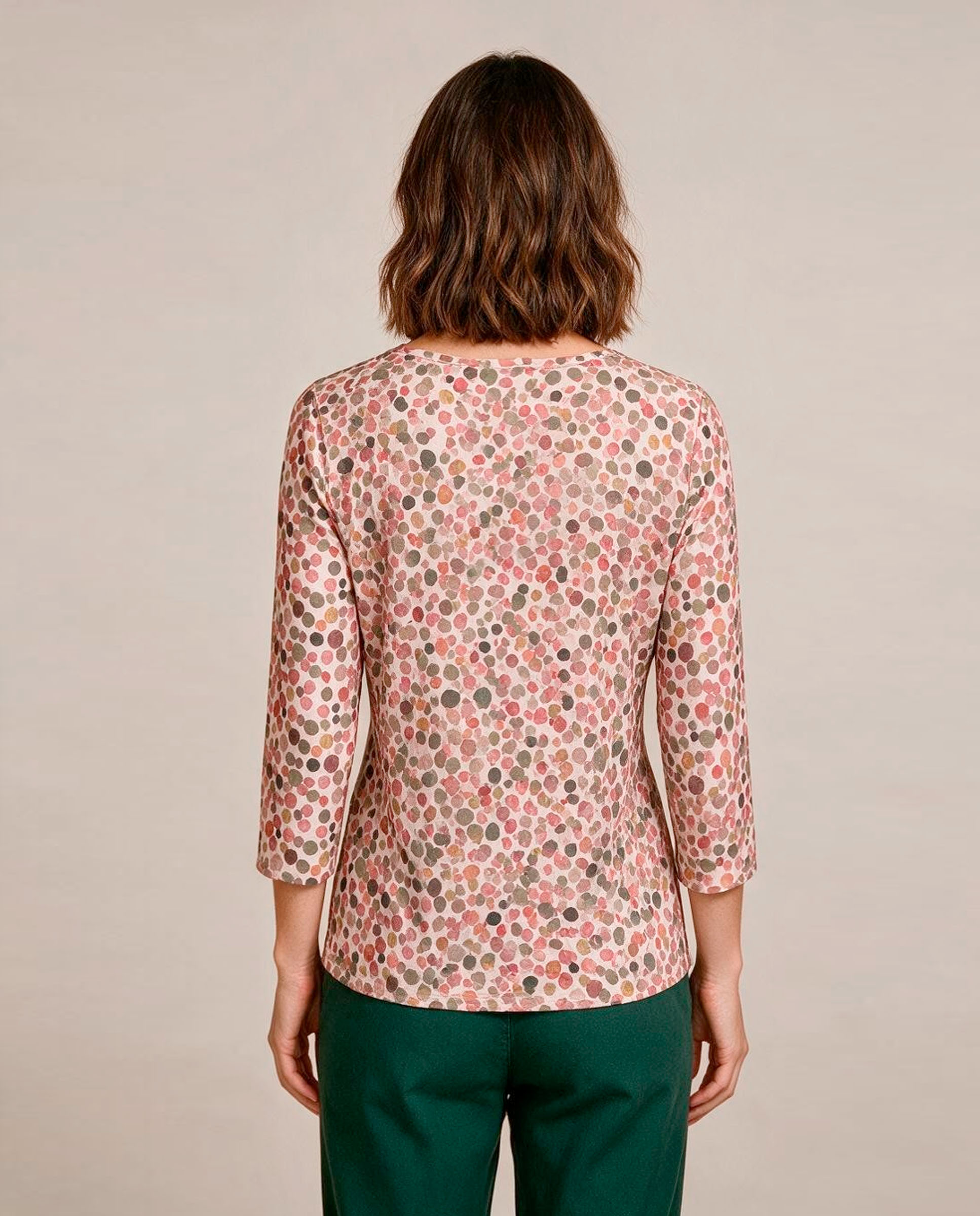 T-shirt Estampada com Manga 3/4 Multicolor-2