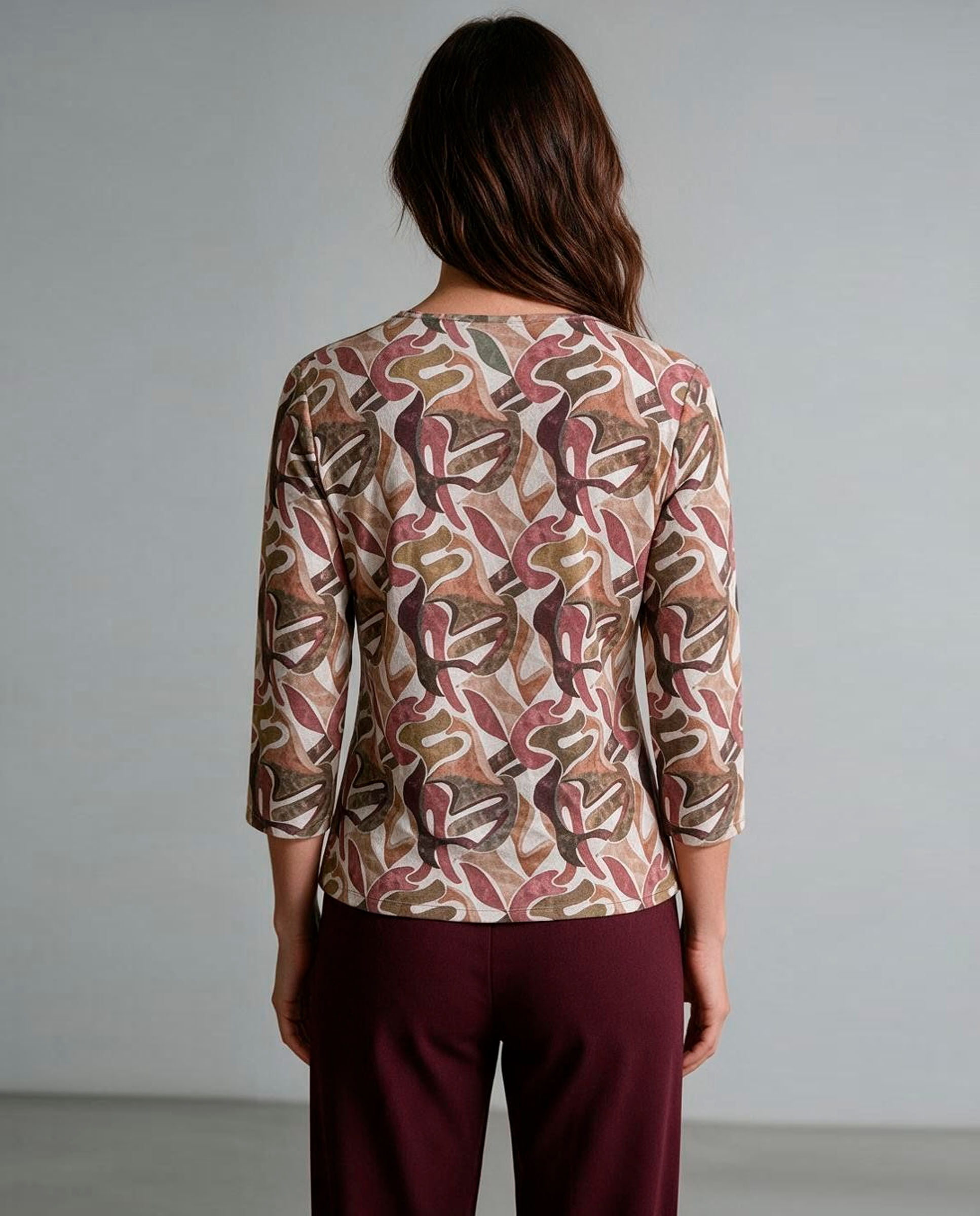 T-shirt Estampada com Manga 3/4 Multicolor-2