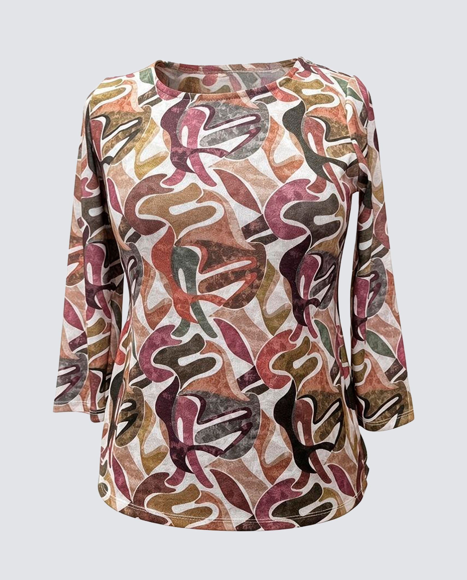 T-shirt Estampada com Manga 3/4 Multicolor-4