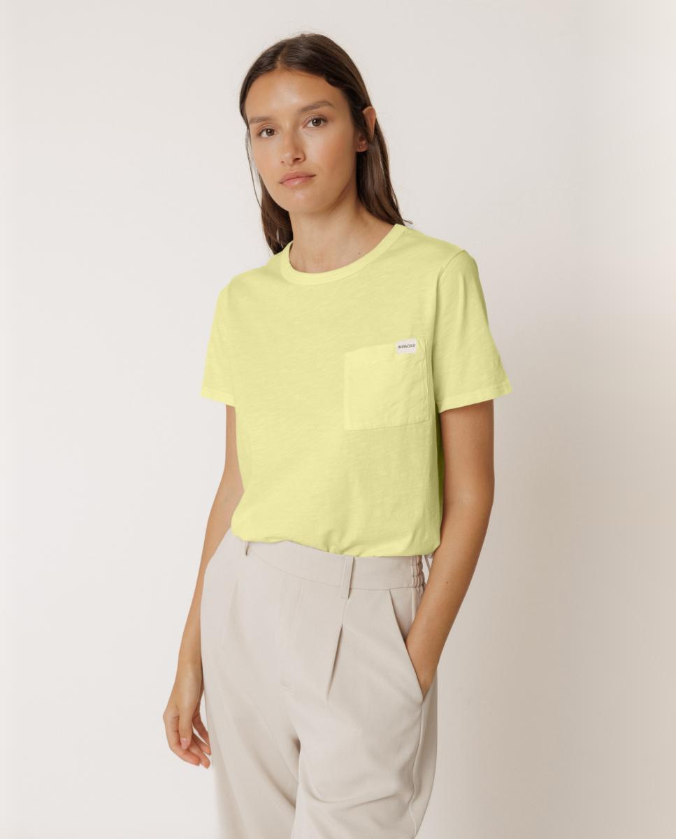 T-shirt de mulher com decote redondo e manga curta Verde-2