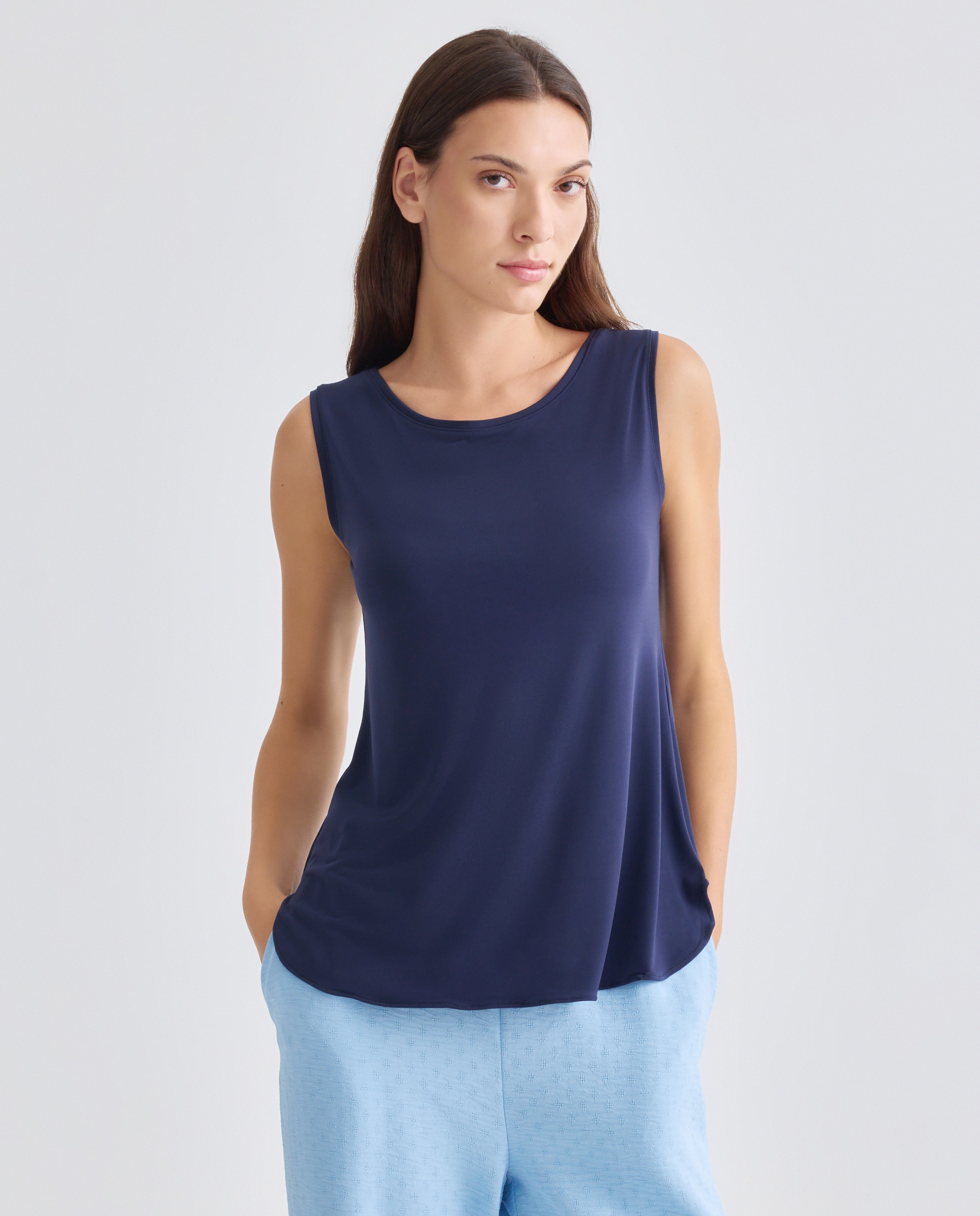 T-shirt lisa sem mangas Azul-marinho-1