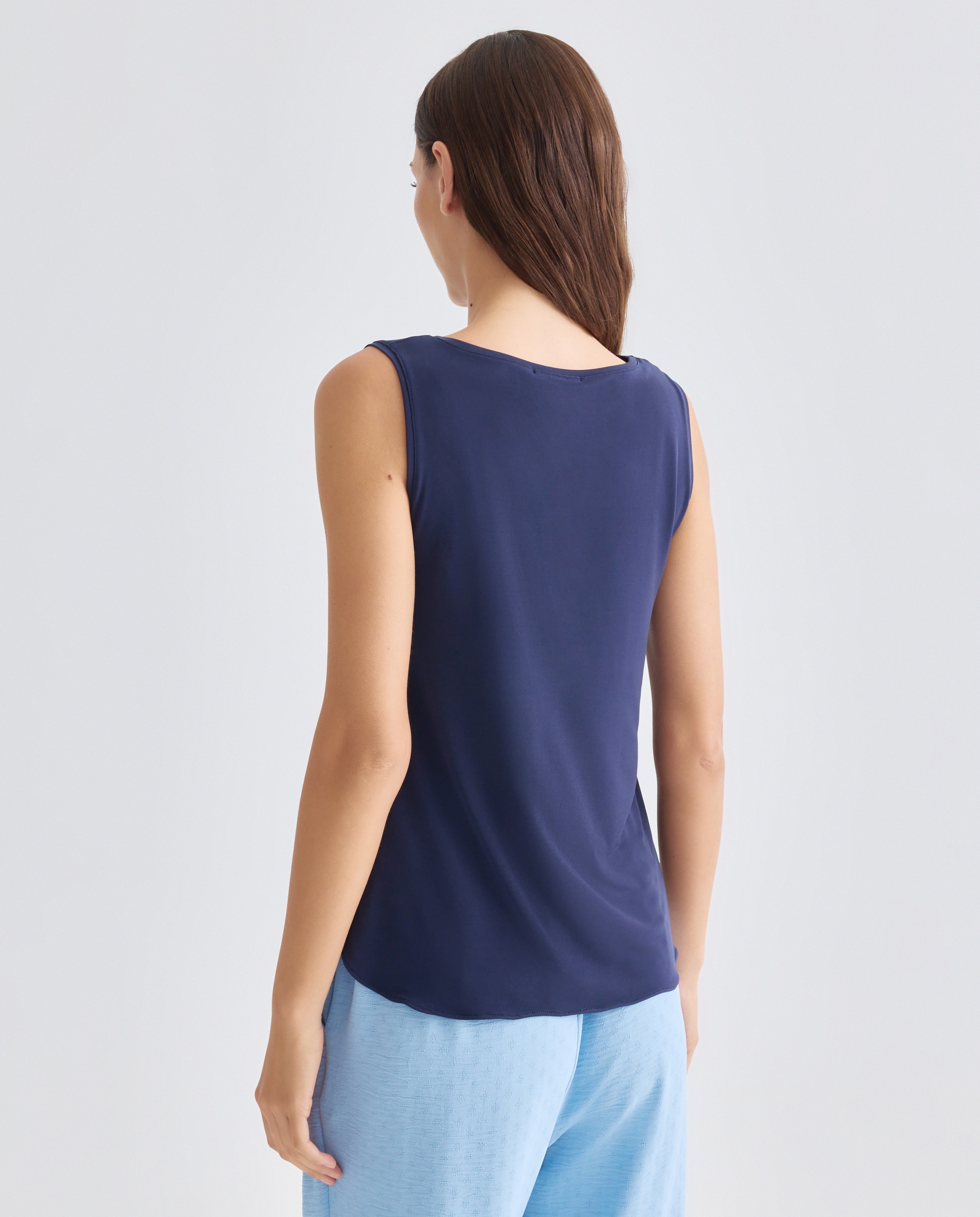 T-shirt lisa sem mangas Azul-marinho-2