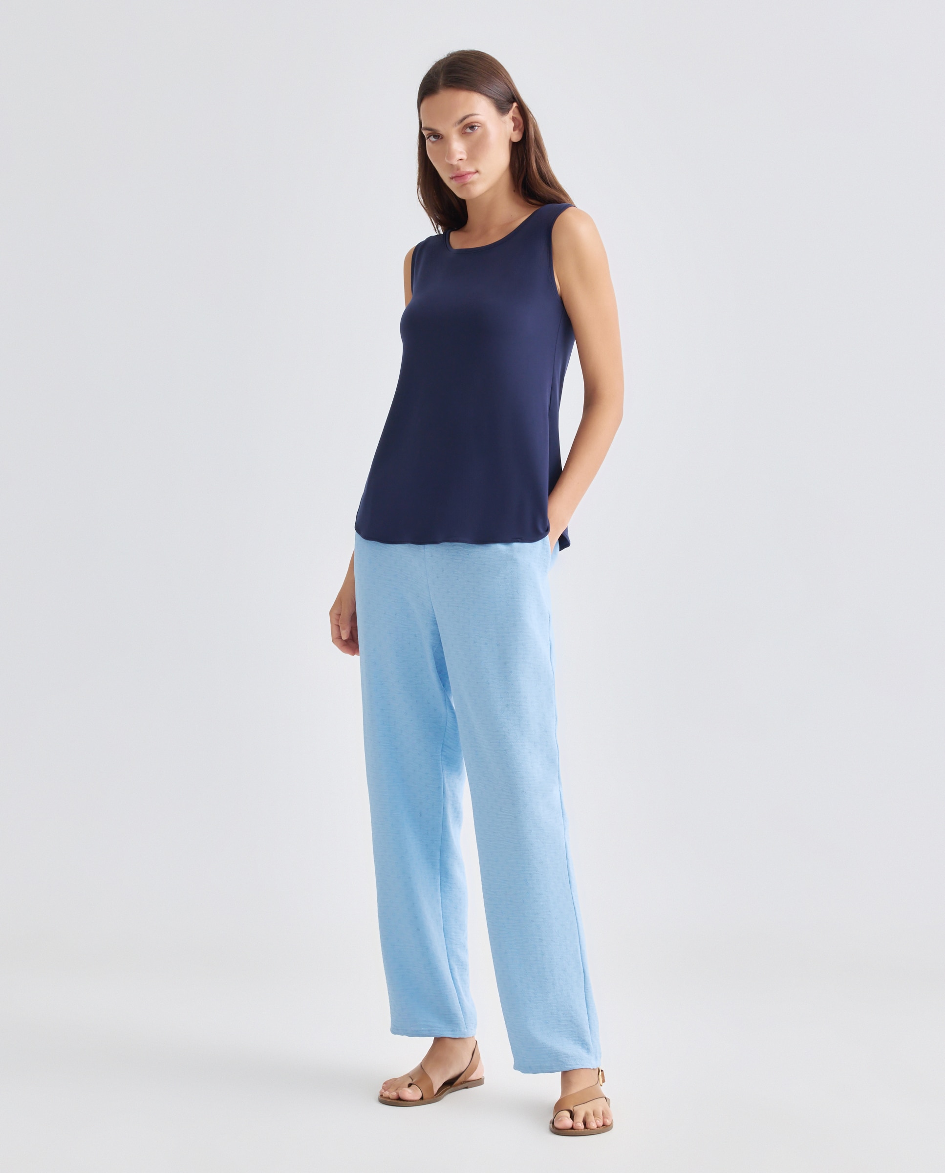 T-shirt lisa sem mangas Azul-marinho-3