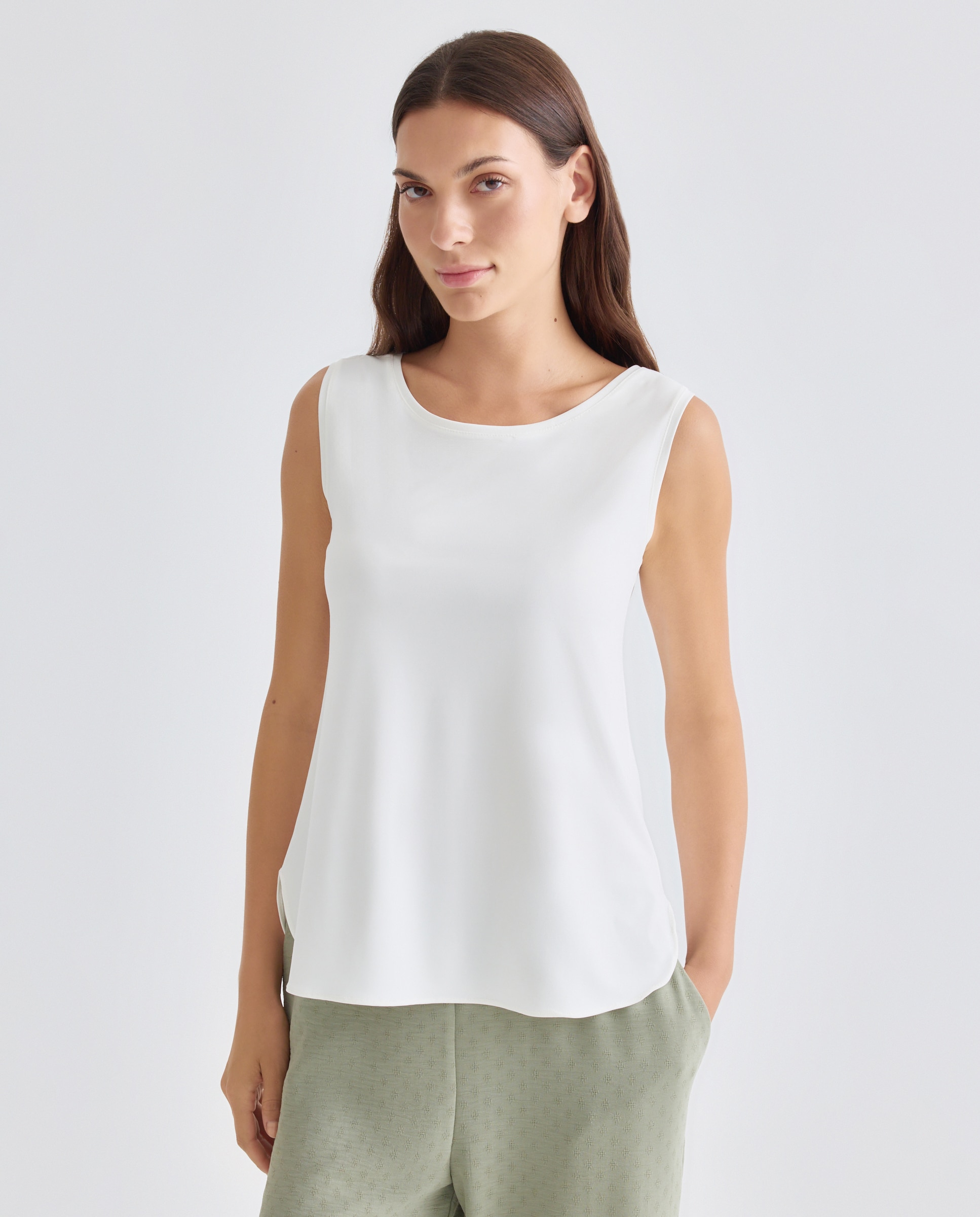 T-shirt lisa sem mangas Natural-1