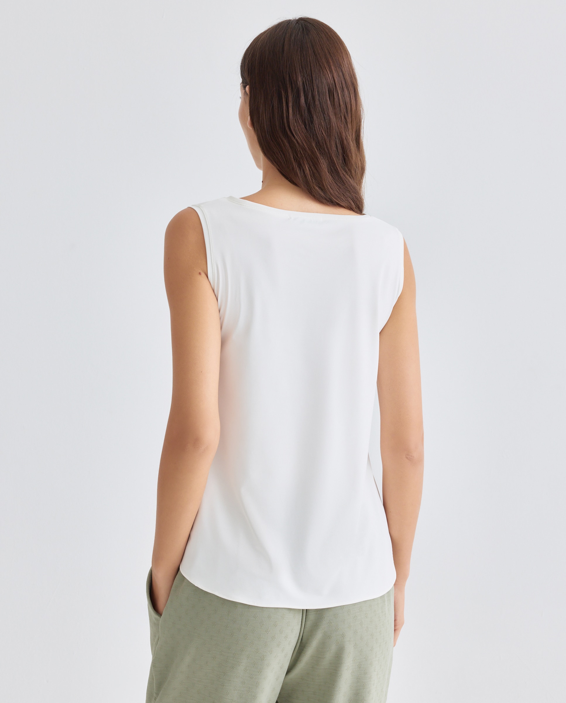 T-shirt lisa sem mangas Natural-2