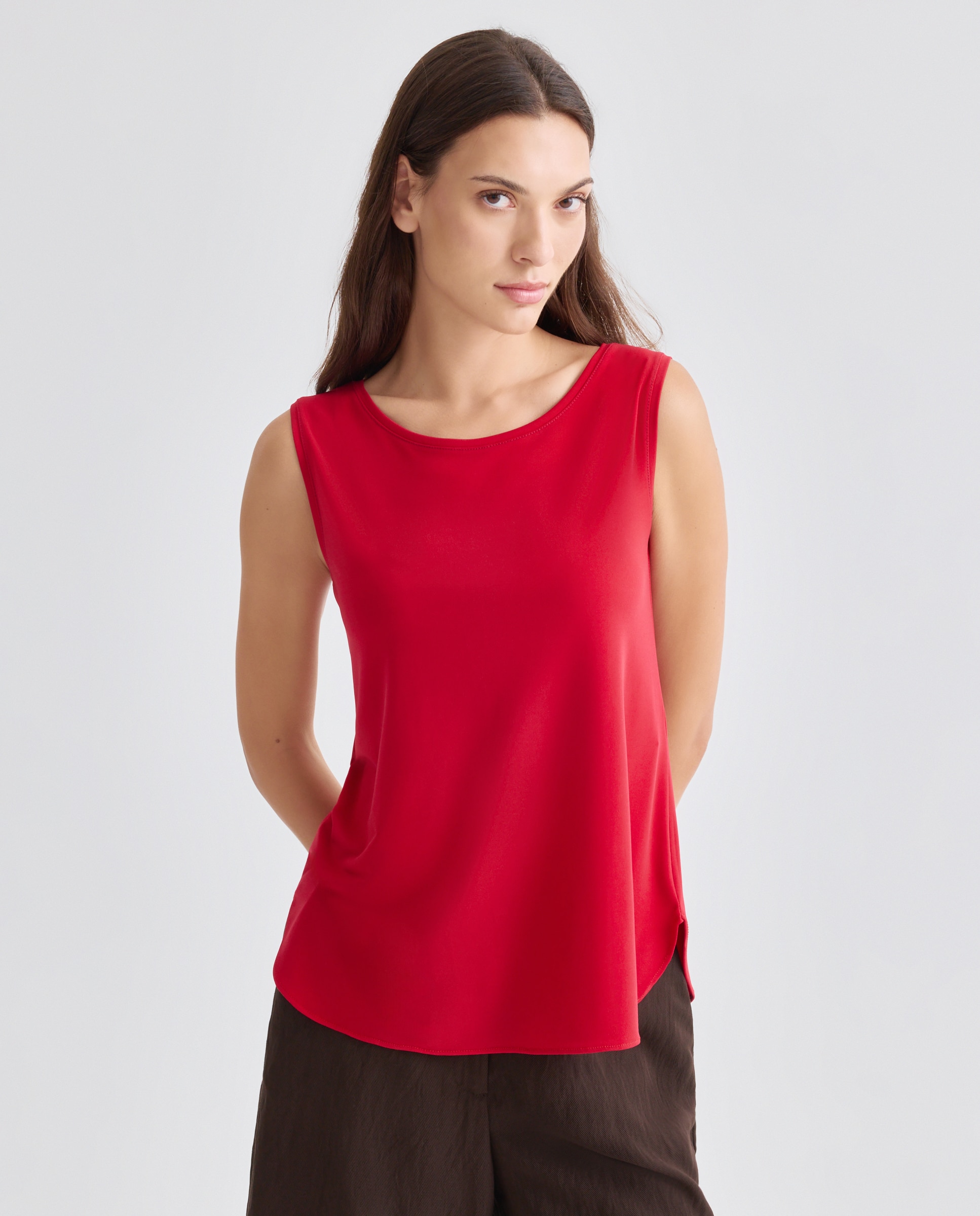 T-shirt lisa sem mangas Vermelho-1
