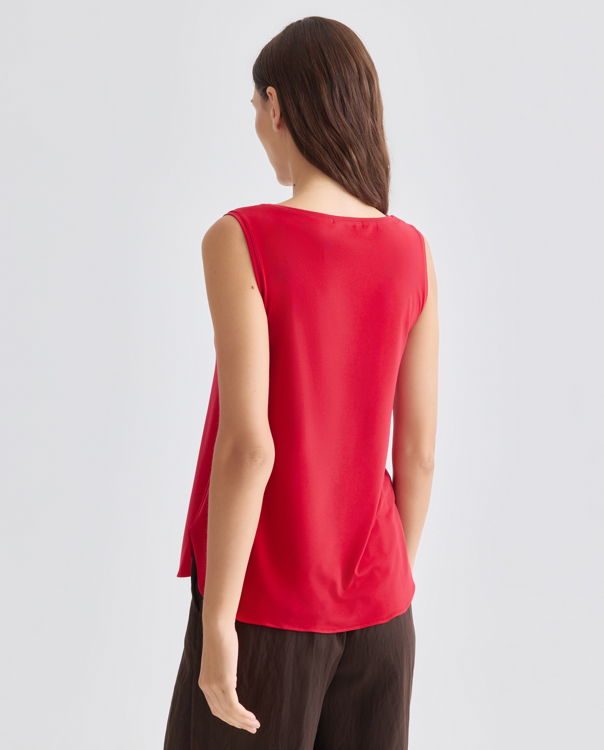 T-shirt lisa sem mangas Vermelho-2