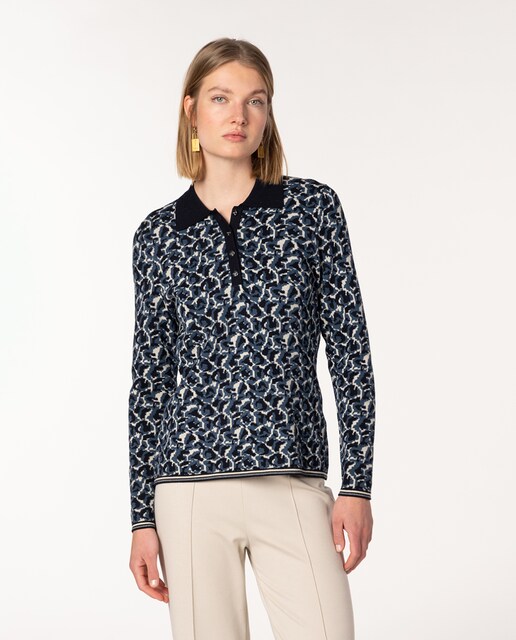 Imagen 0 de Suéter de mujer jacquard animal print cuello polo