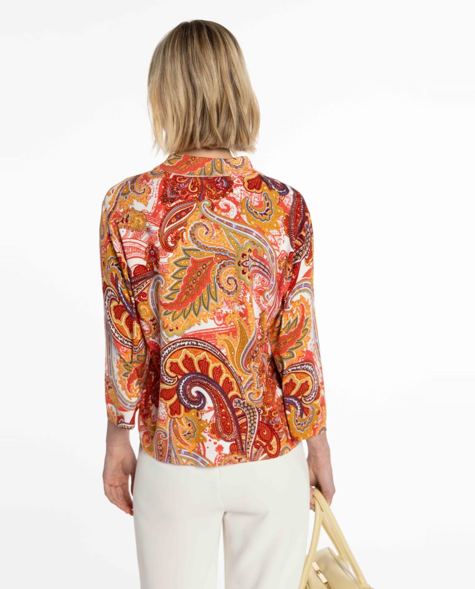 Camisola de Malha com Estampado Paisley Vermelho-2