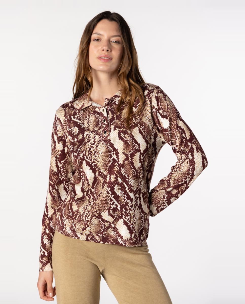Imagem 0 de Camisola de Malha Tipo Polo com Animal Print