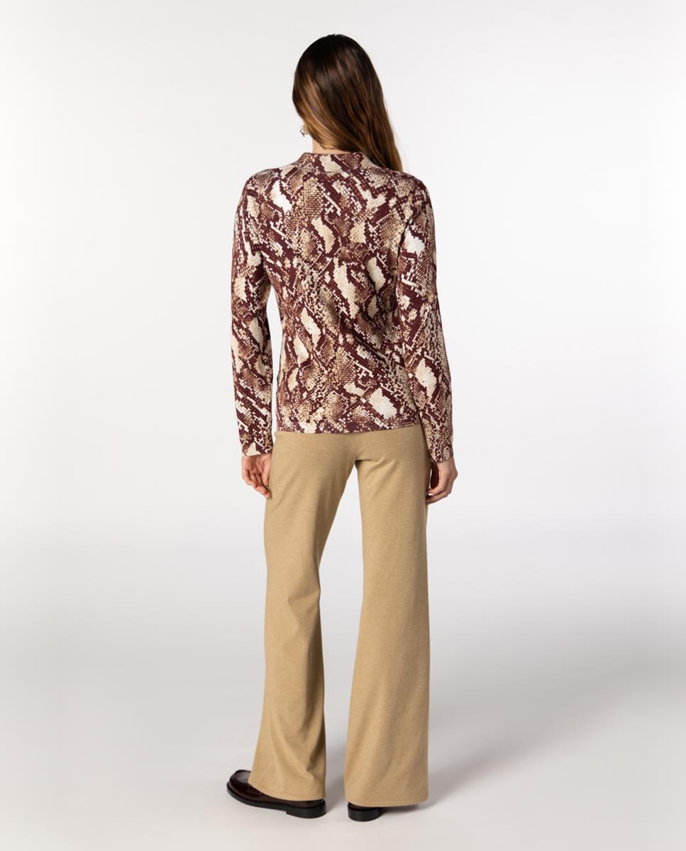 Camisola de Malha Tipo Polo com Animal Print Grená-2