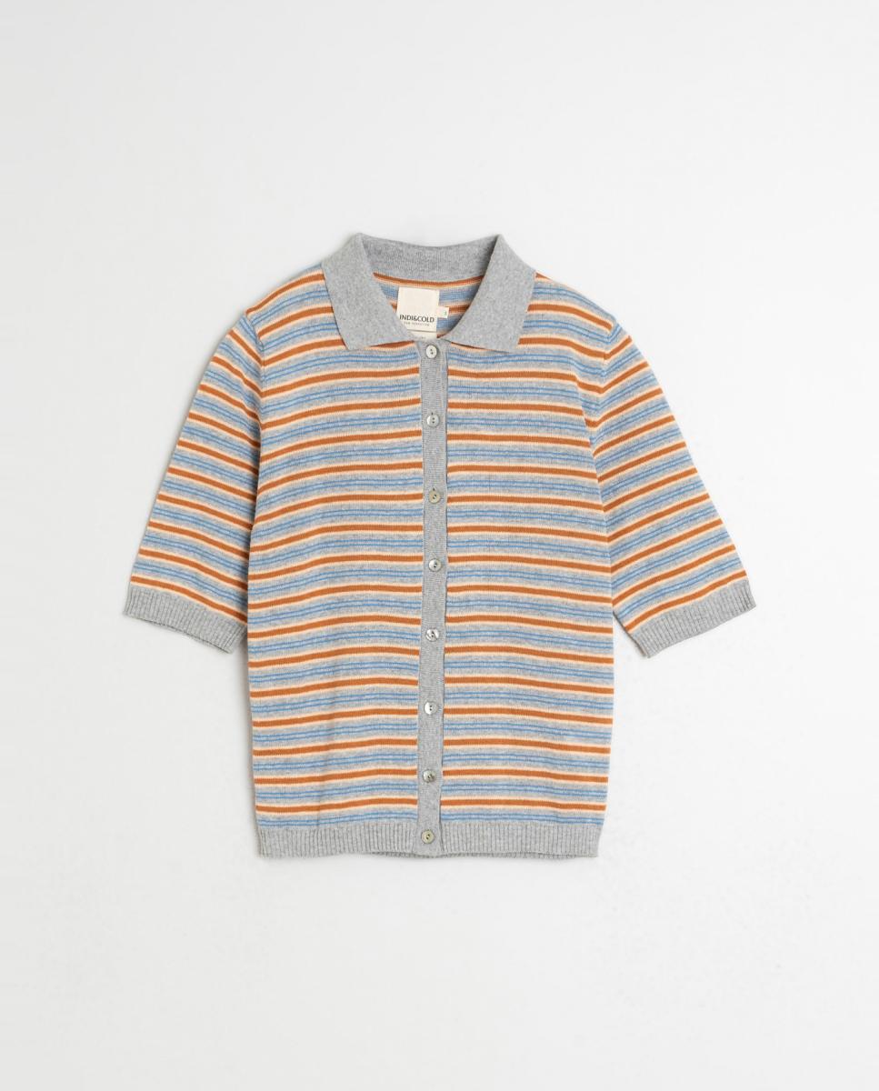 Casaco com Colarinho de Camisa e Manga pelo Cotovelo Cinzento-4
