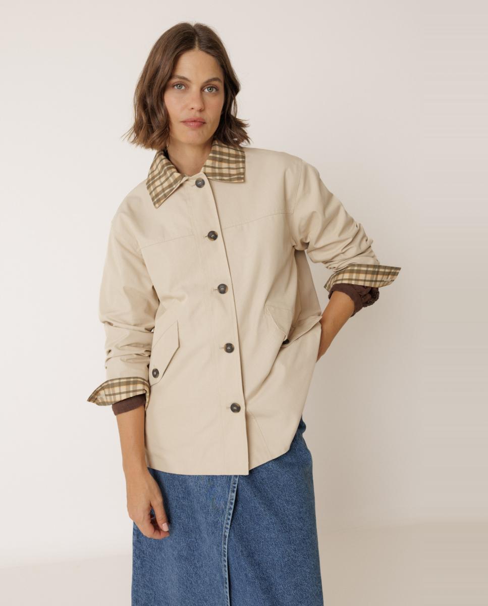 Imagem 0 de Gabardine com Colarinho de Camisa e Manga Comprida