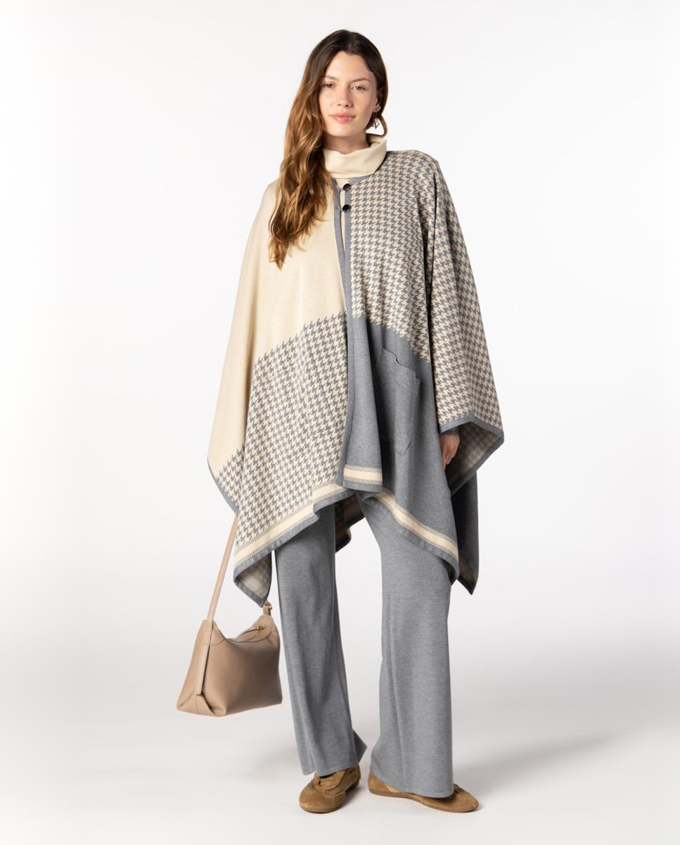 Capa de Jacquard com Pied-de-Poule Pedra-4