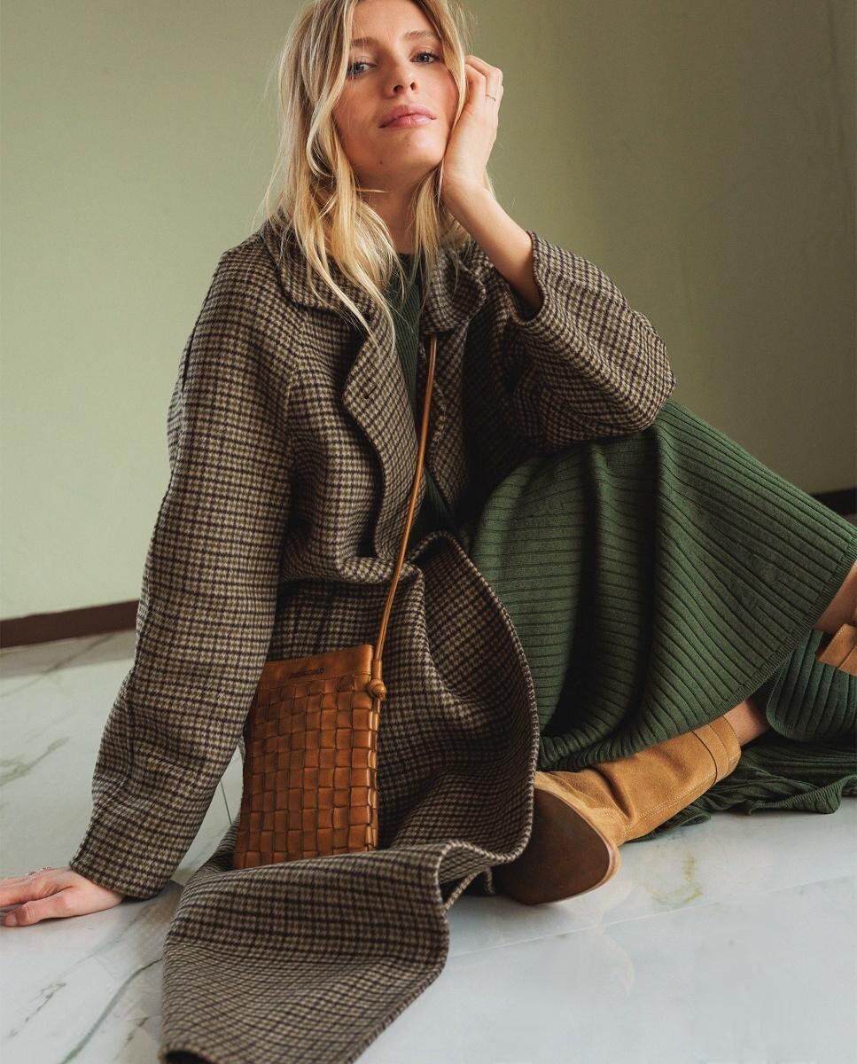 Sobretudo com Manga Comprida e Gola de Lapela Verde-antiquário-6